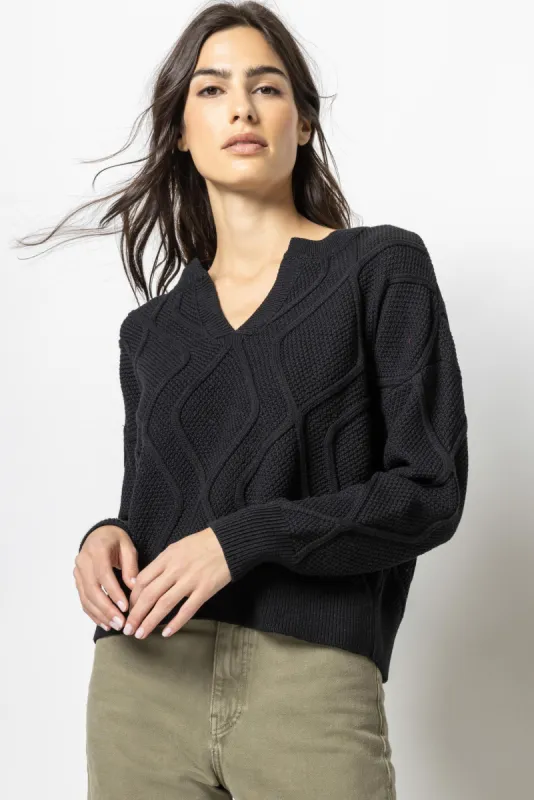 Mixed Stitch Split Neck Sweater sold by Lilla P