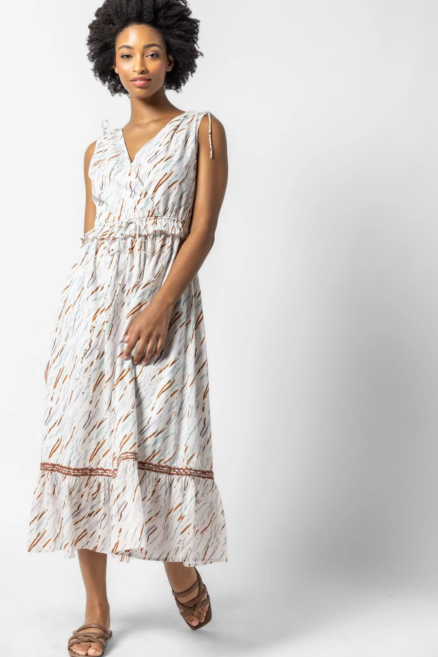 Gathered Waist V-Neck Dress sold by Lilla P product image thumbnail 3
