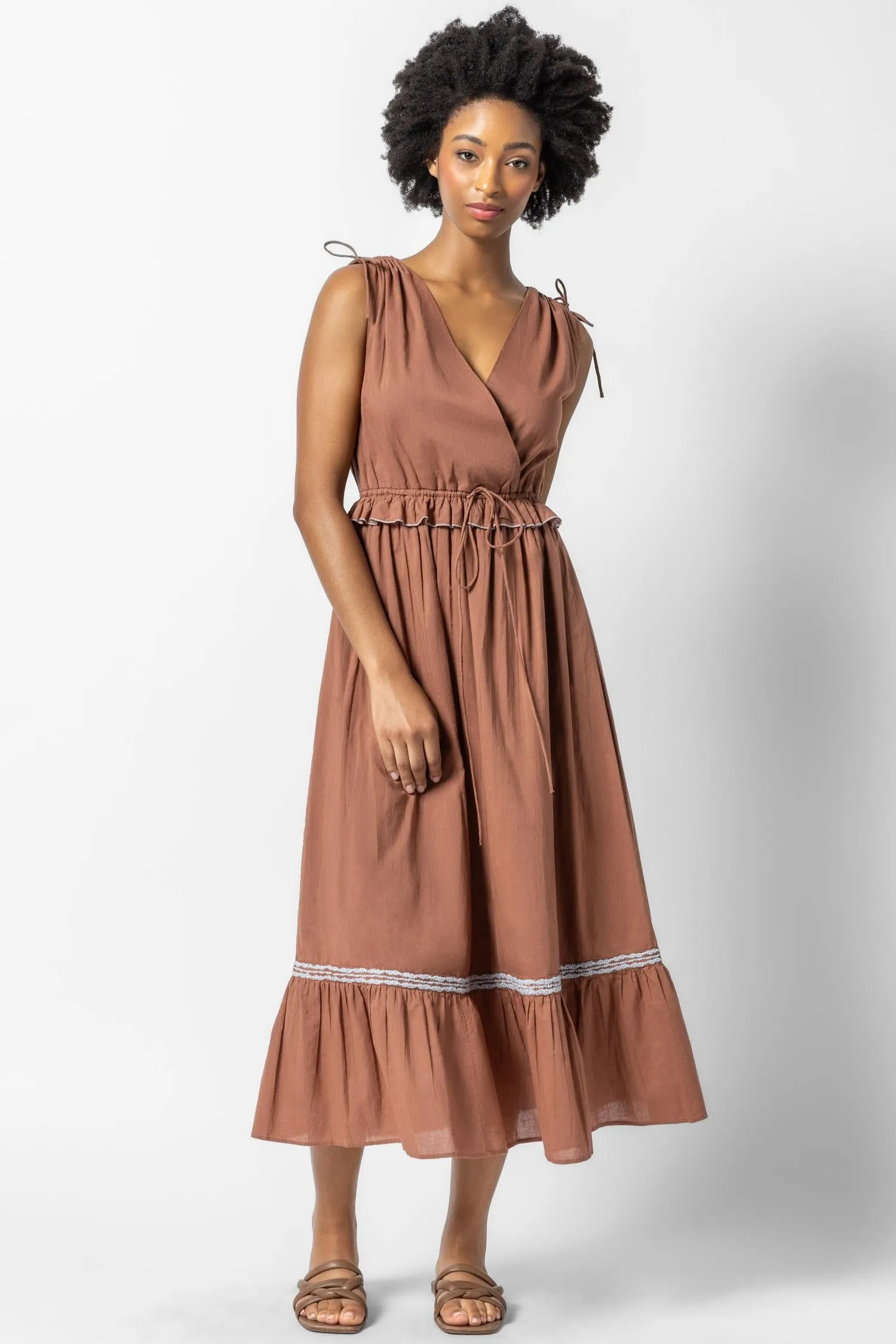 Gathered Waist V-Neck Dress sold by Lilla P product image thumbnail 5