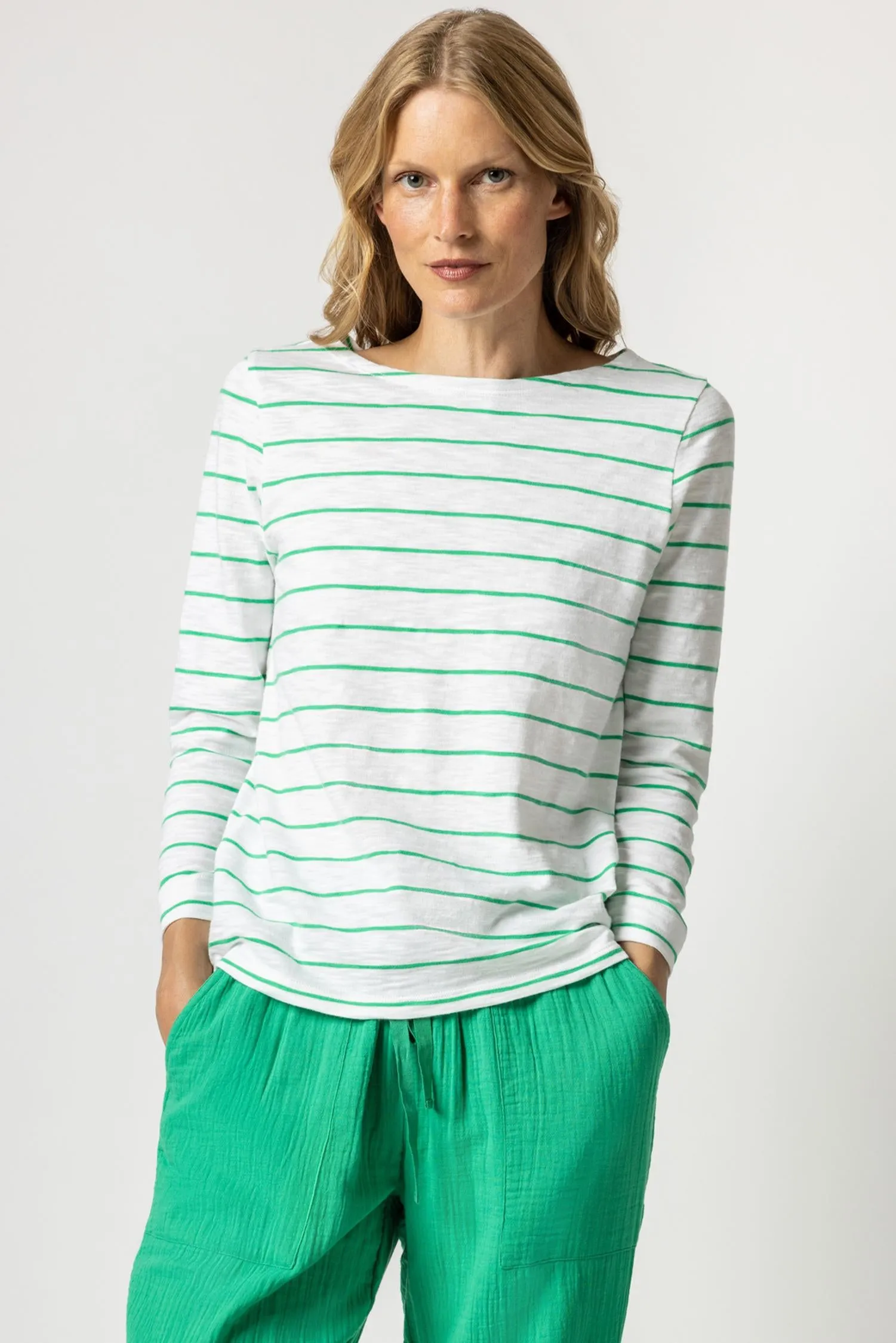 Striped 3/4 Sleeve Boatneck sold by Lilla P product image thumbnail 2