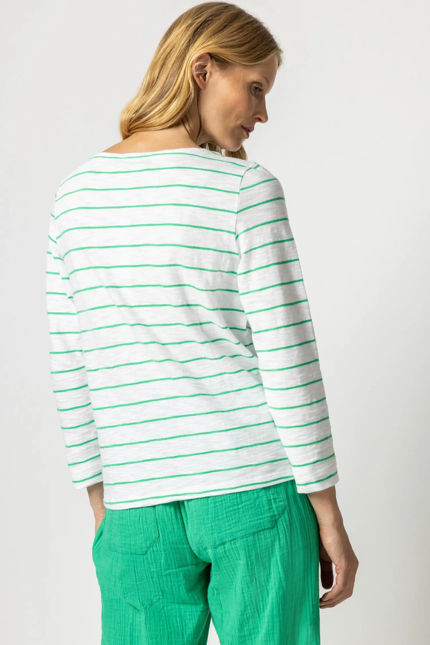 Striped 3/4 Sleeve Boatneck sold by Lilla P product image thumbnail 3
