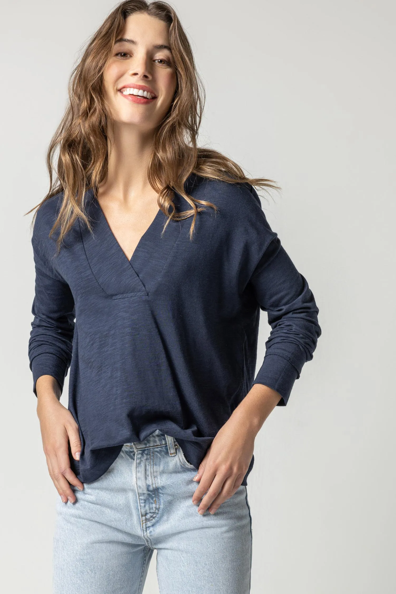 Tapered Trim V-Neck sold by Lilla P product image thumbnail 3