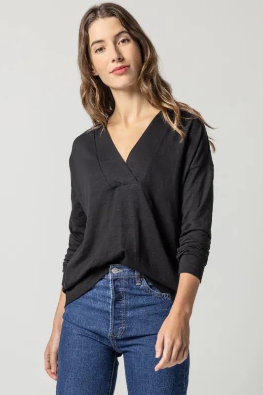 Tapered Trim V-Neck sold by Lilla P