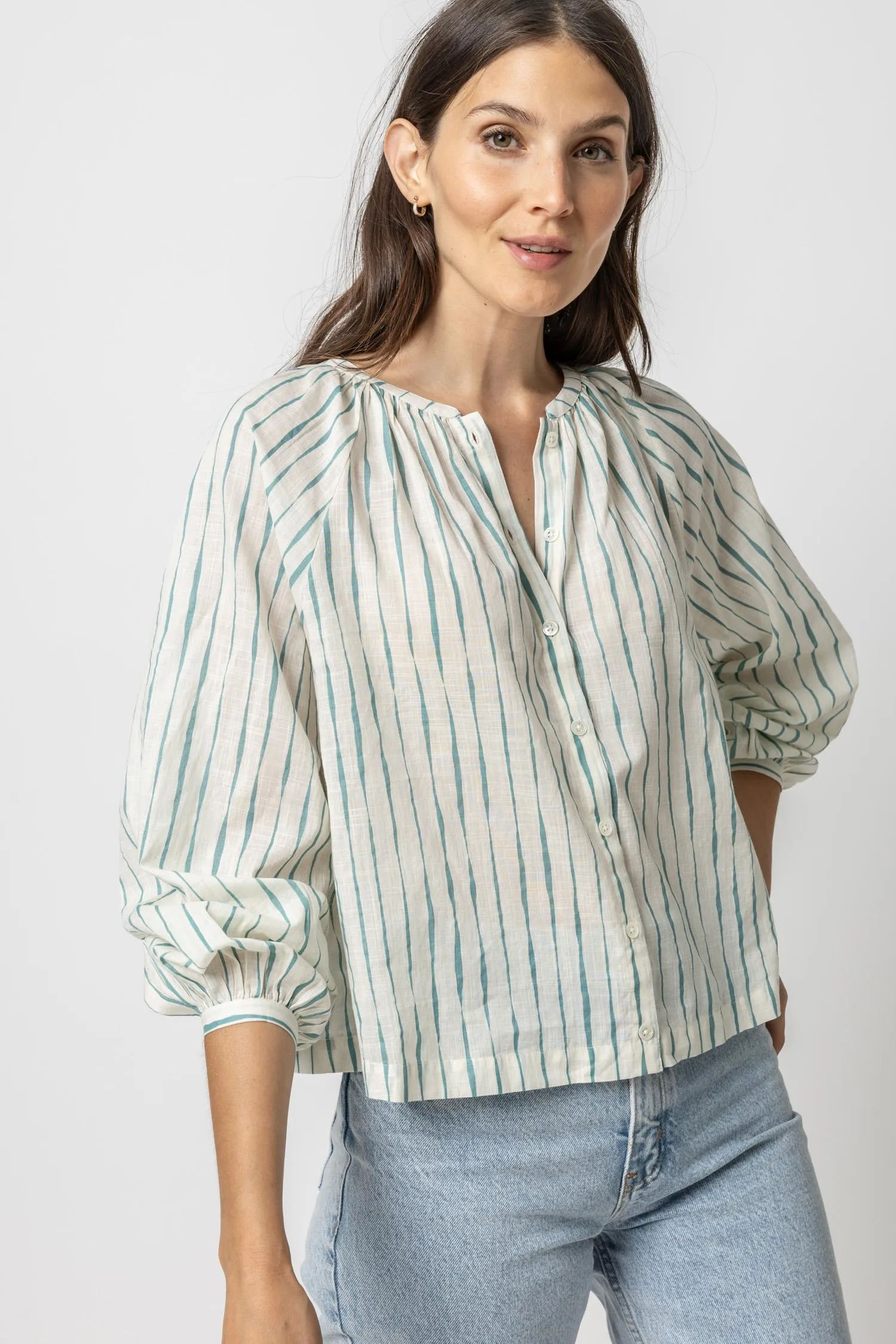 Raglan Button Down with Shirring sold by Lilla P product image thumbnail 3