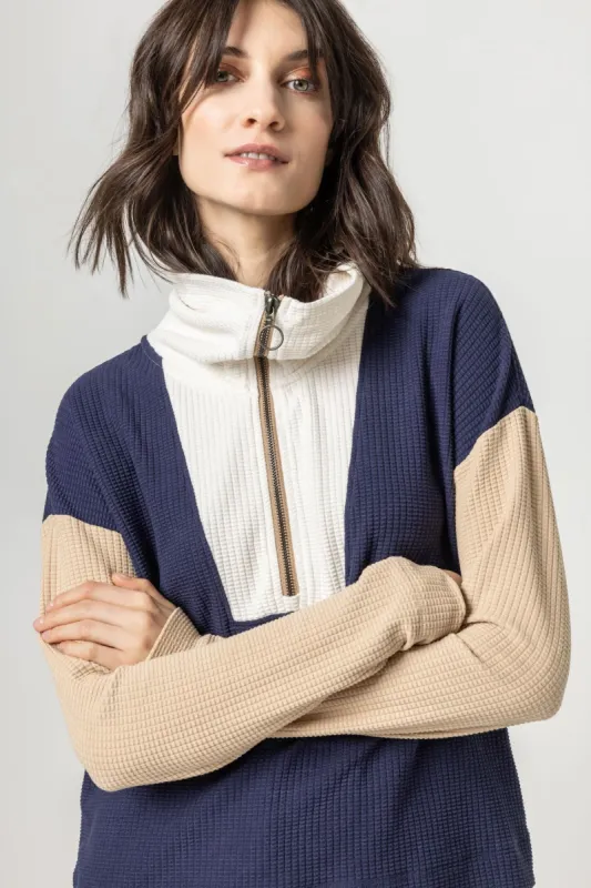 Colorblock Waffle Half Zip sold by Lilla P