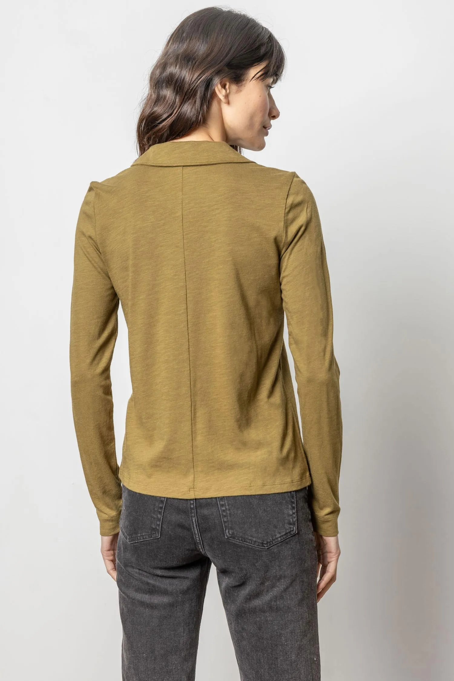 Long Sleeve Collared V-Neck sold by Lilla P product image thumbnail 3