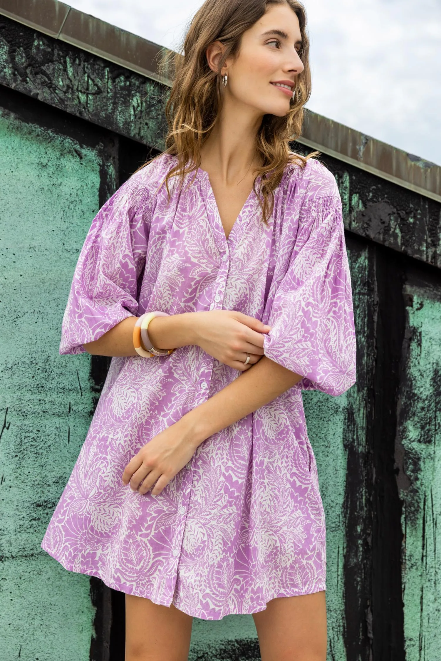 Bracelet Sleeve Buttondown Dress sold by Lilla P