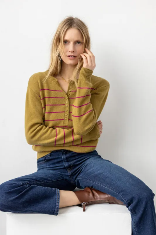 Button Front Henley Sweater sold by Lilla P