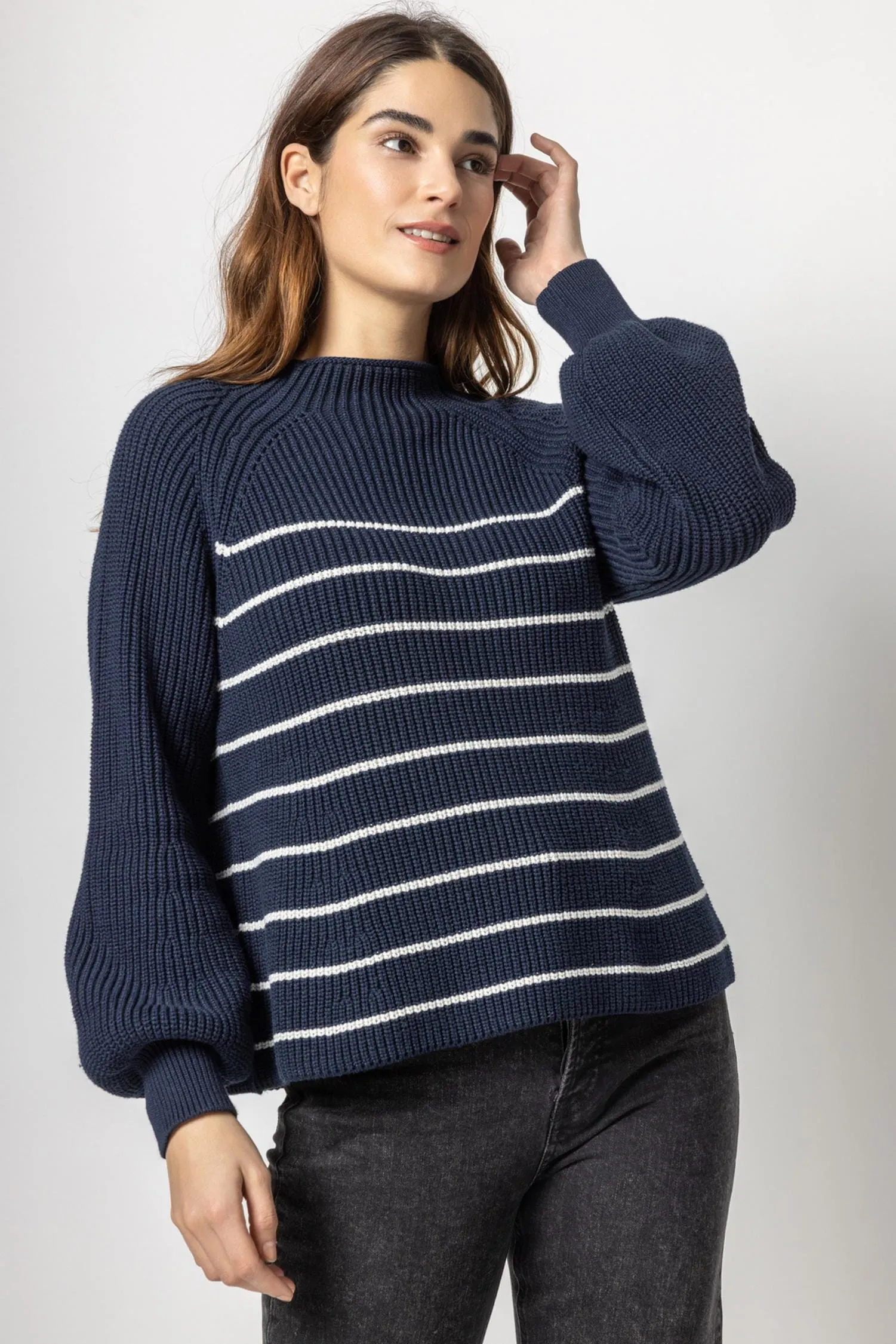 Striped Rib Raglan Sweater sold by Lilla P