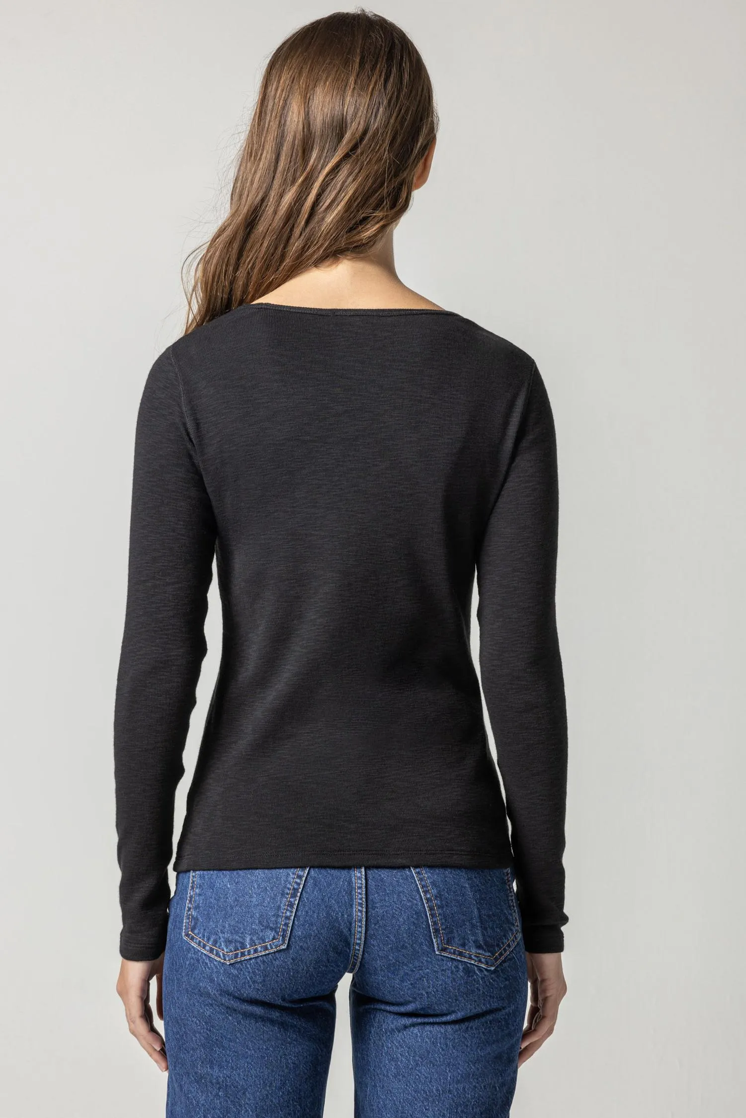 Long Sleeve Shirred V-Neck sold by Lilla P product image thumbnail 2