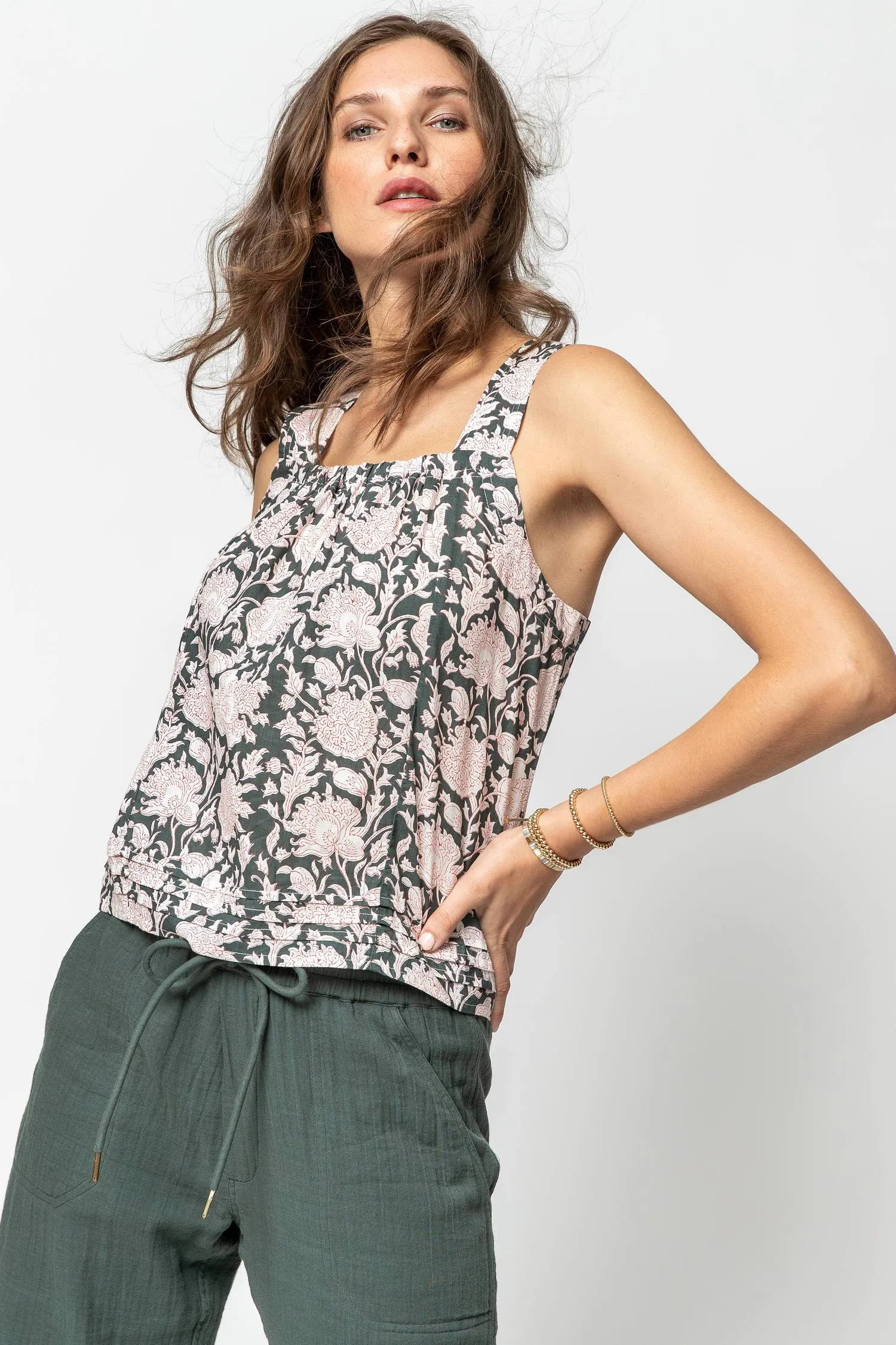 Shirred Square Neck Tank sold by Lilla P