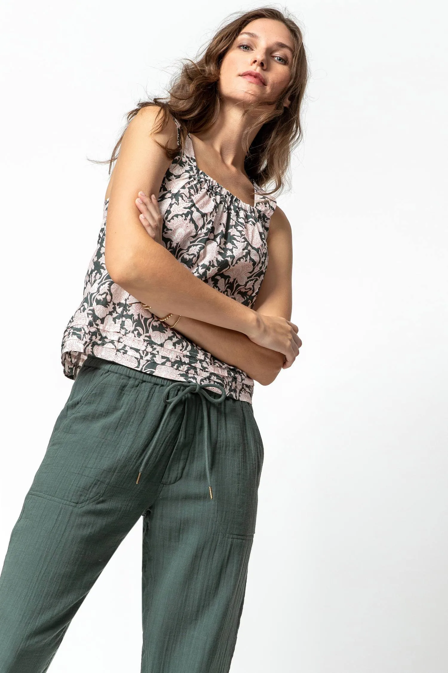 Shirred Square Neck Tank sold by Lilla P product image thumbnail 2