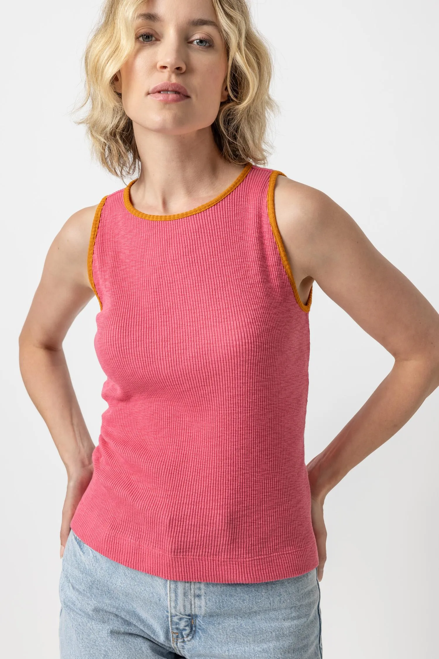 Contrast Binding Crewneck Tank sold by Lilla P product image thumbnail 5