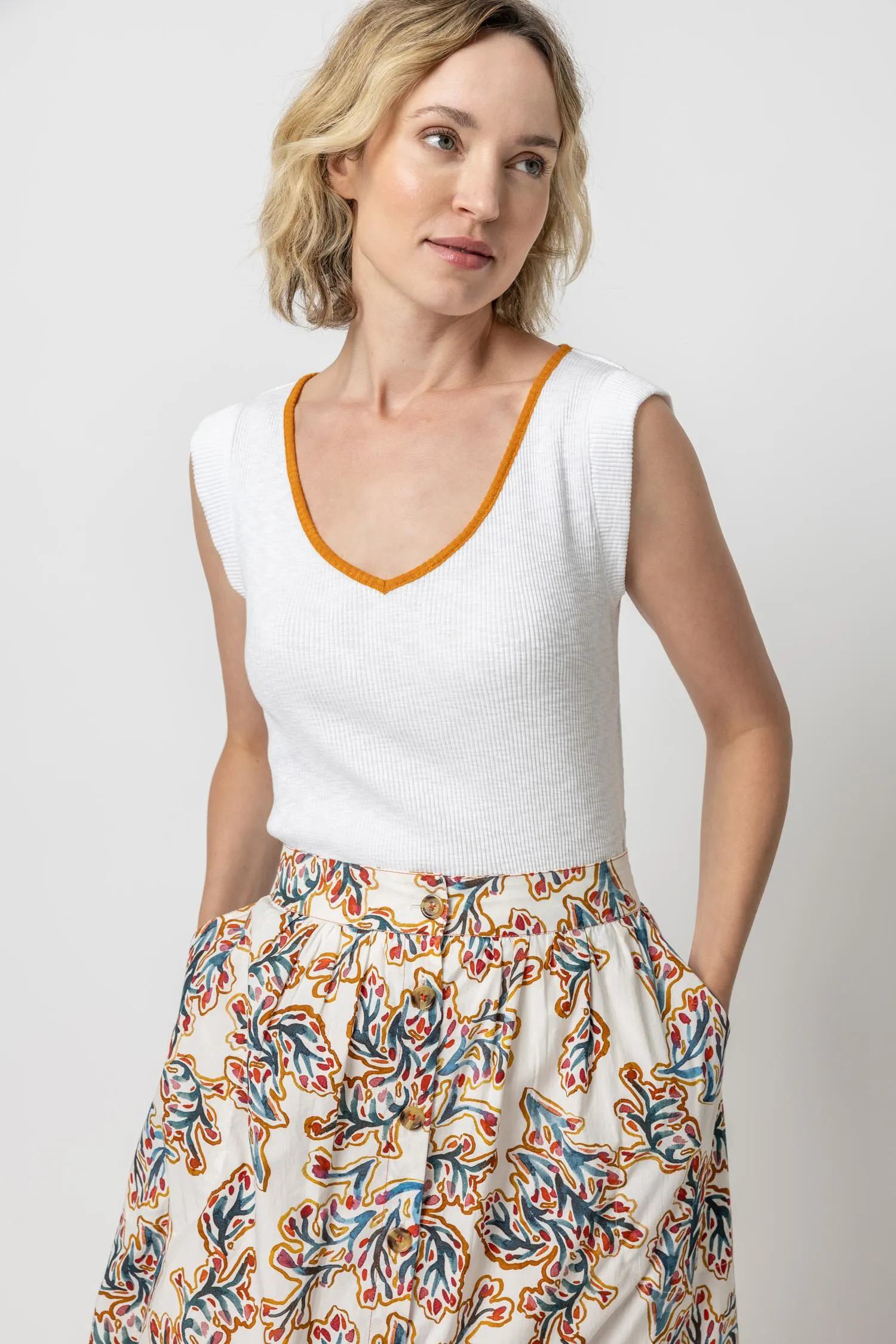 Cap Sleeve V-Neck sold by Lilla P