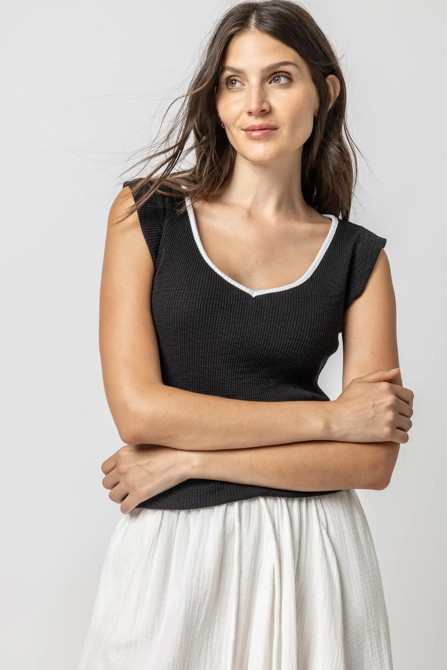 Cap Sleeve V-Neck sold by Lilla P product image thumbnail 5