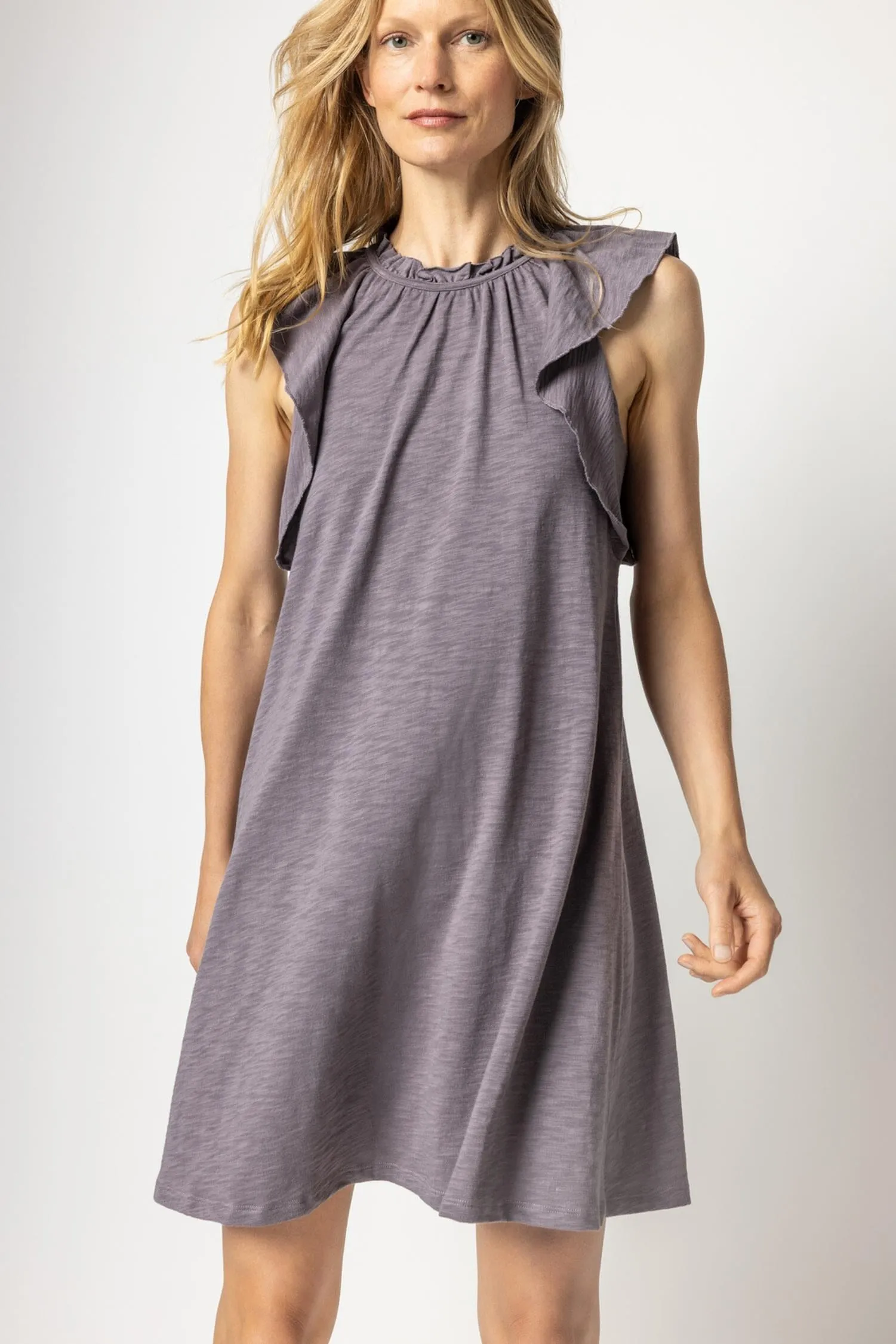 Ruffle Trim Sleeveless Dress sold by Lilla P product image thumbnail 3