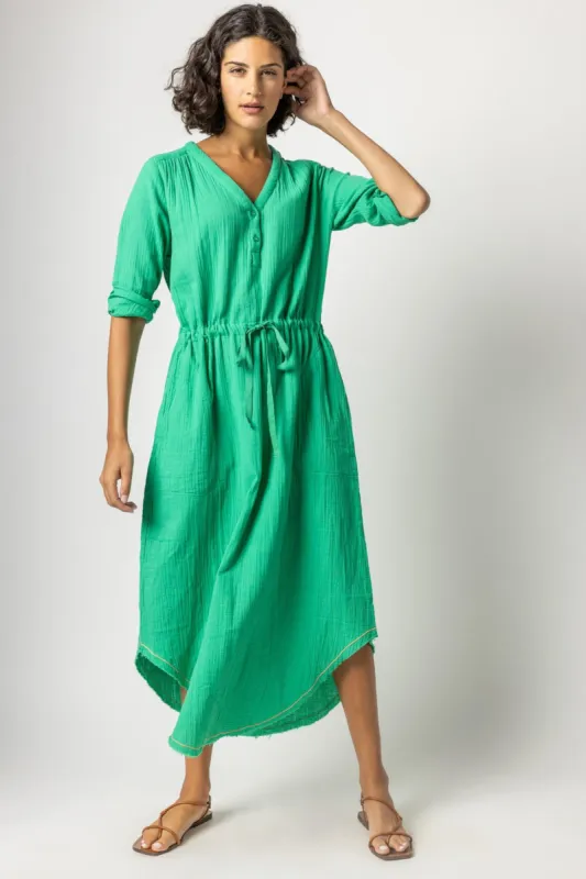 3/4 Sleeve Split Neck Maxi Dress sold by Lilla P