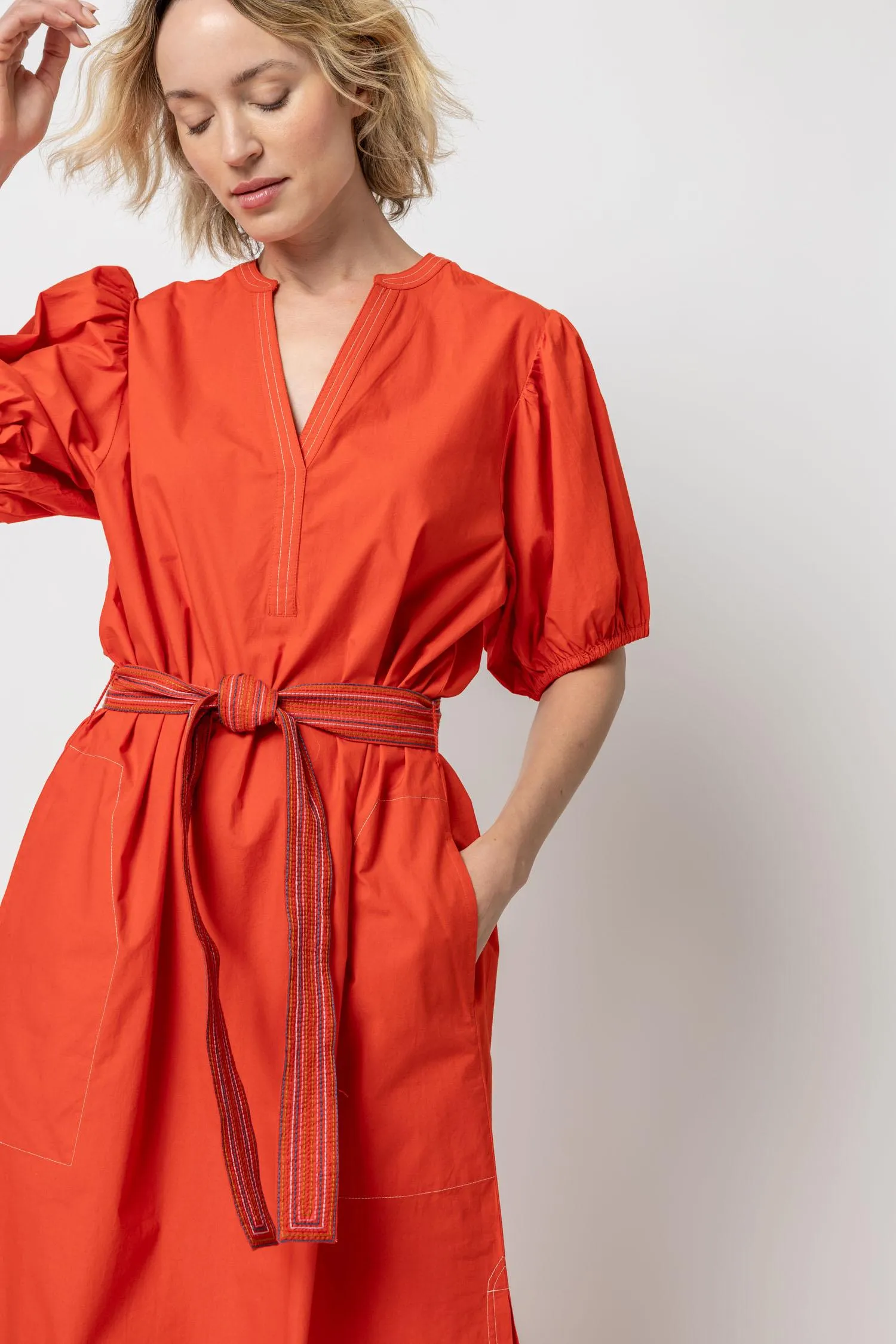 Split Neck Full Sleeve Maxi Dress sold by Lilla P product image thumbnail 5