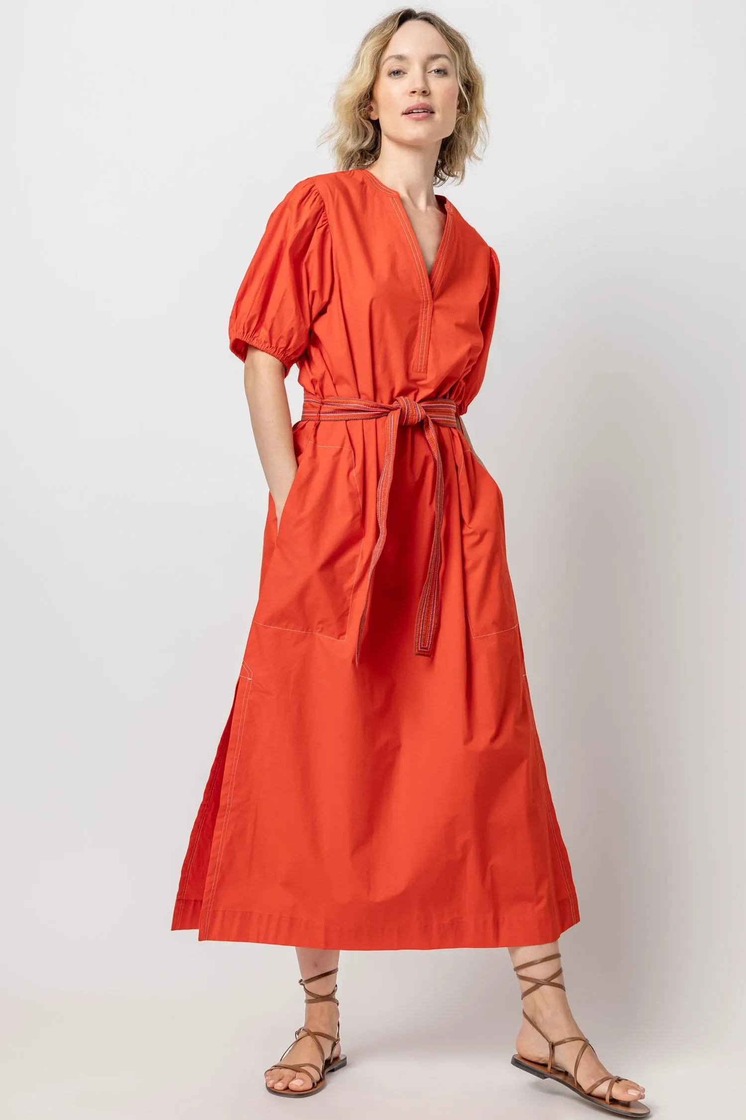 Split Neck Full Sleeve Maxi Dress sold by Lilla P product image thumbnail 4