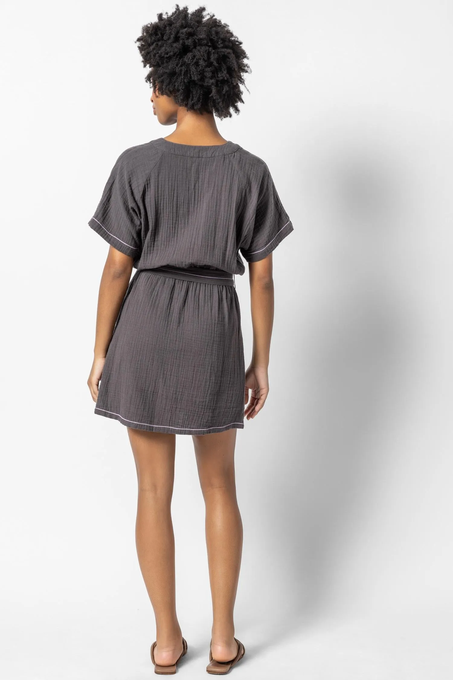 Belted Split Neck Dress sold by Lilla P product image thumbnail 4