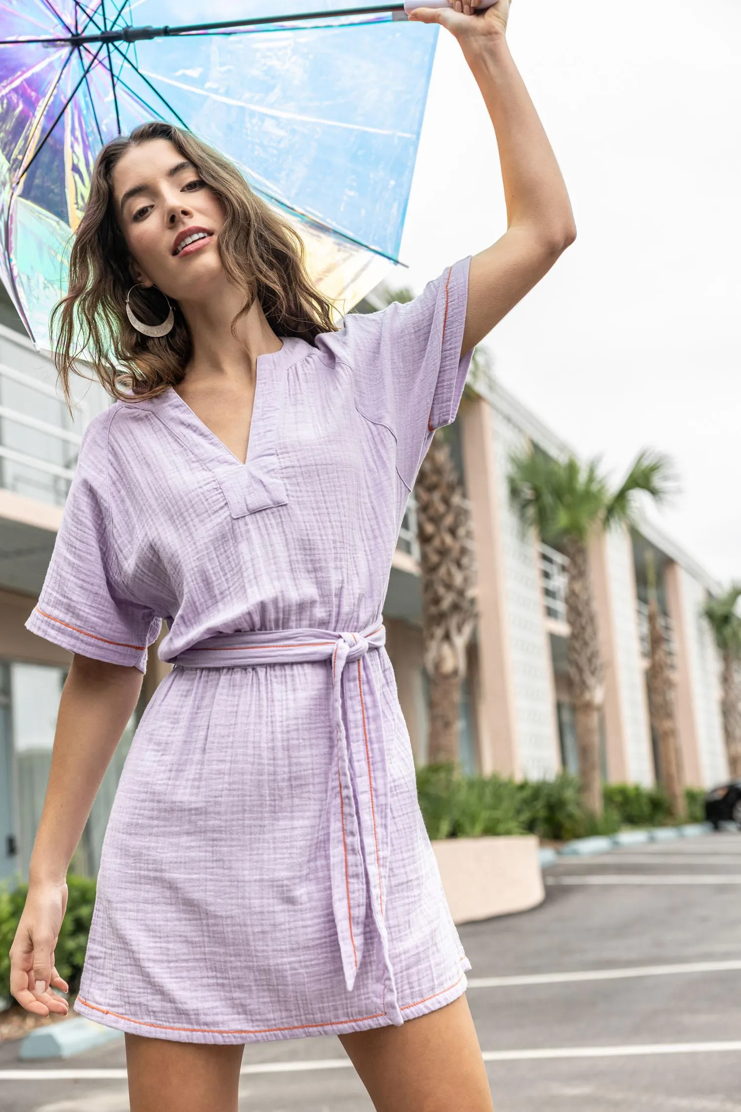 Belted Split Neck Dress sold by Lilla P product image thumbnail 5