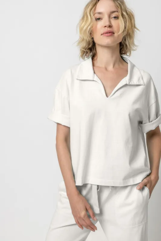 Mixed Media Collared Top sold by Lilla P