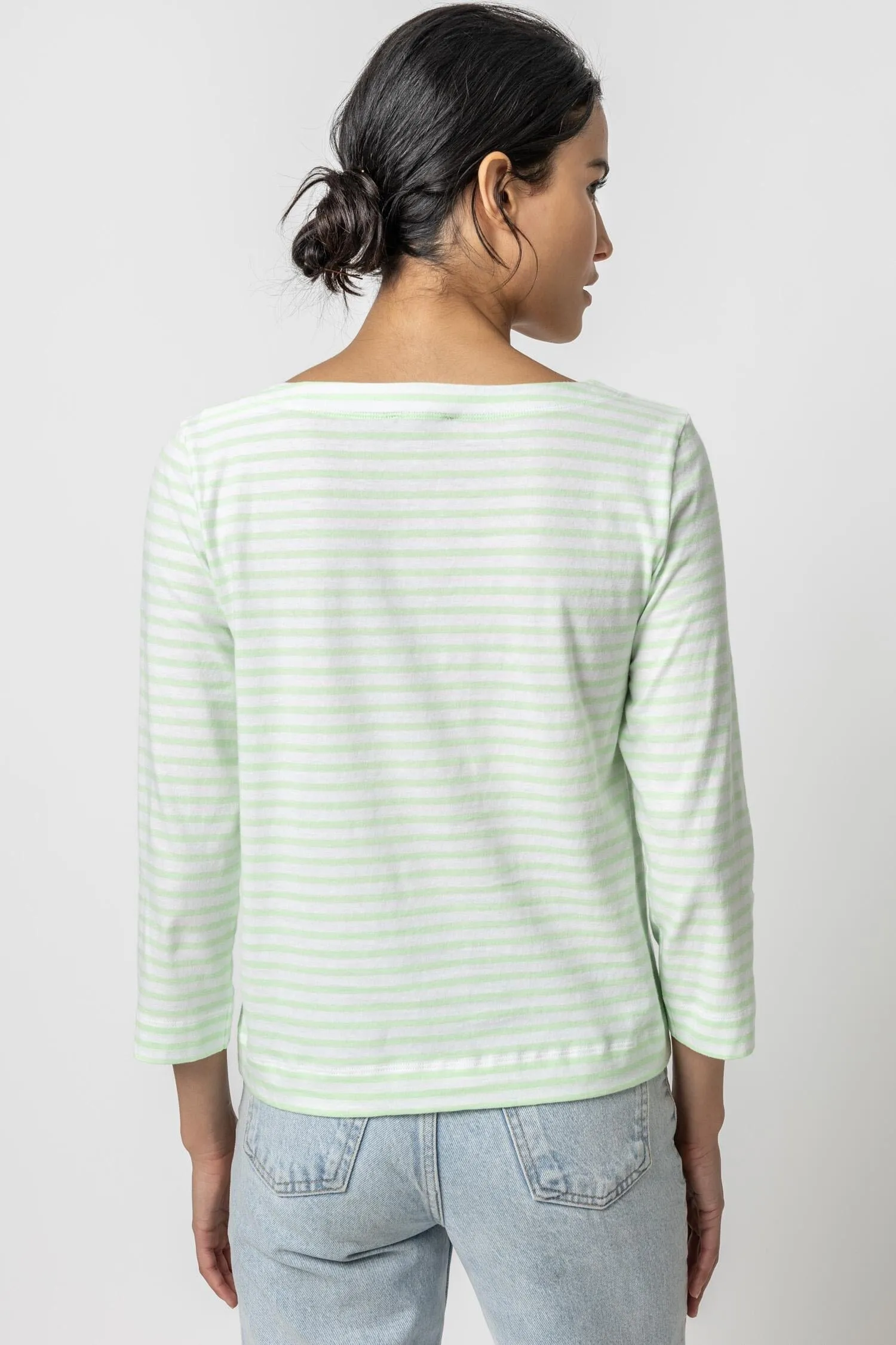 Striped 3/4 Sleeve Boatneck sold by Lilla P product image thumbnail 3