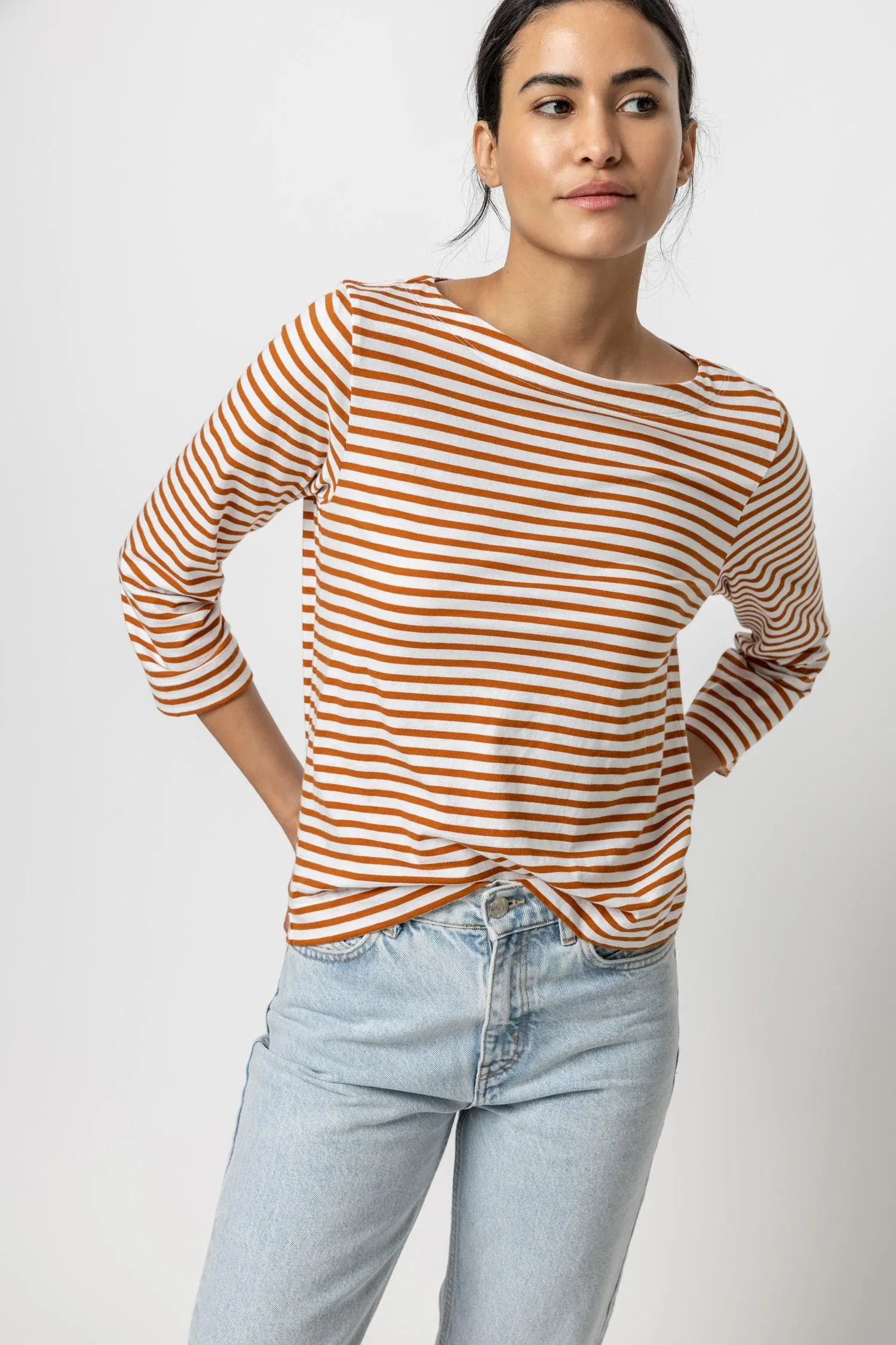Striped 3/4 Sleeve Boatneck sold by Lilla P