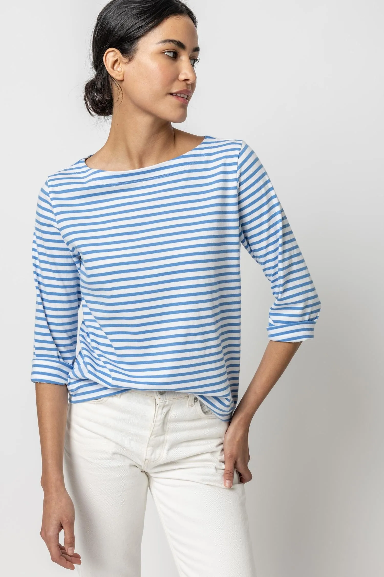 Striped 3/4 Sleeve Boatneck sold by Lilla P product image thumbnail 4