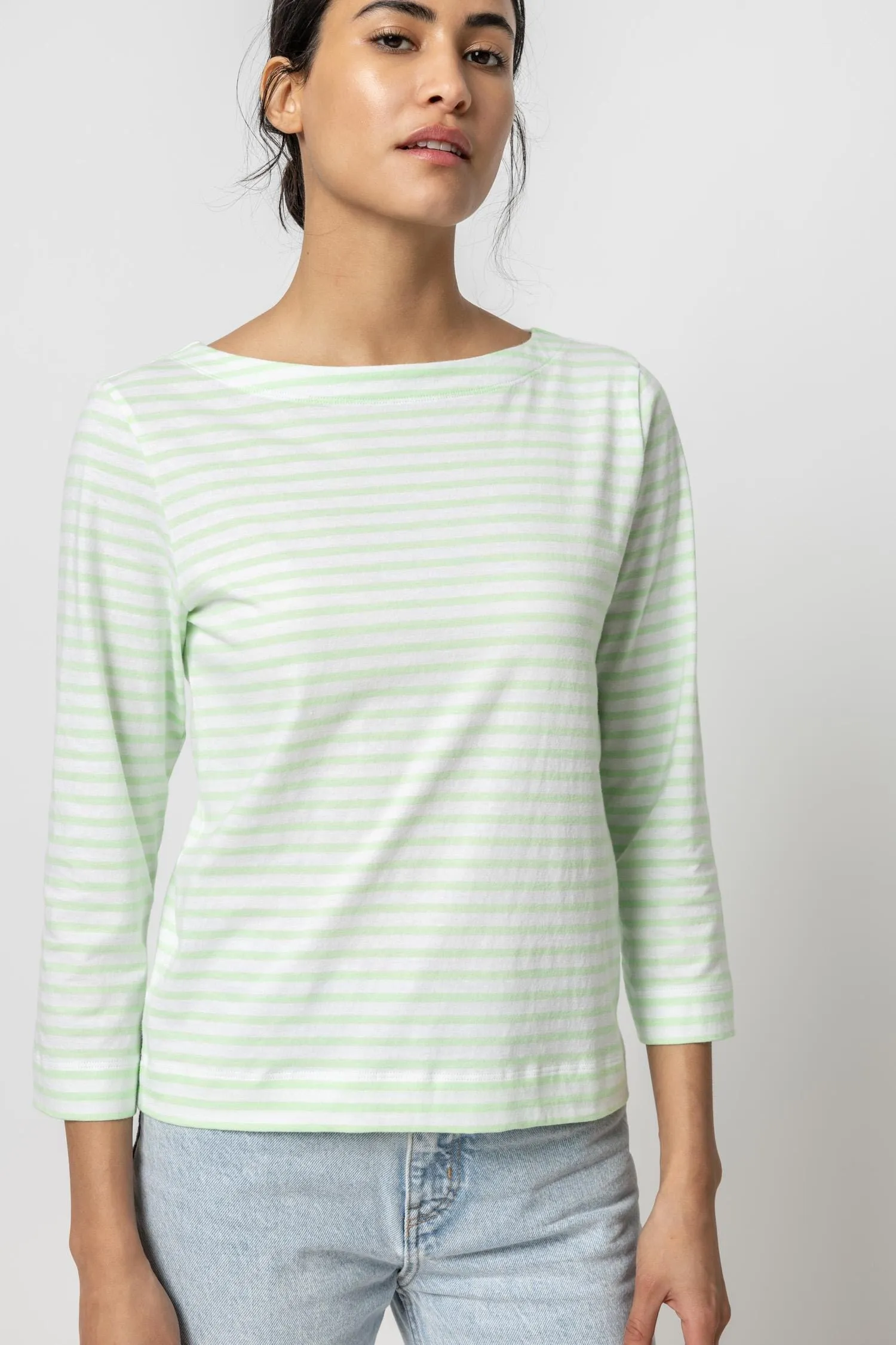 Striped 3/4 Sleeve Boatneck sold by Lilla P product image thumbnail 2