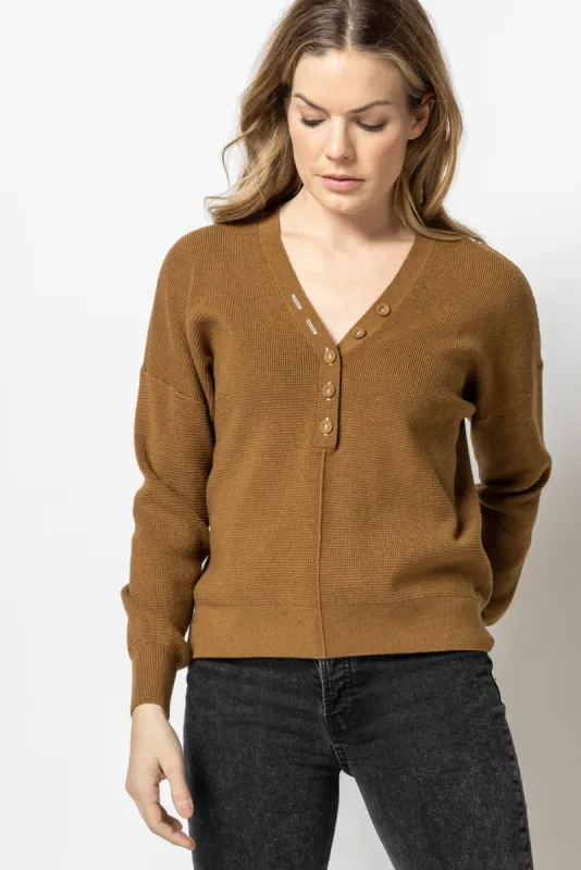 Easy Button Henley Sweater sold by Lilla P