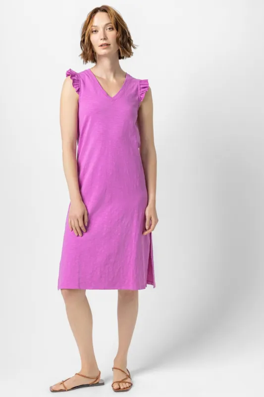 Ruffle V-Neck Midi Dress sold by Lilla P