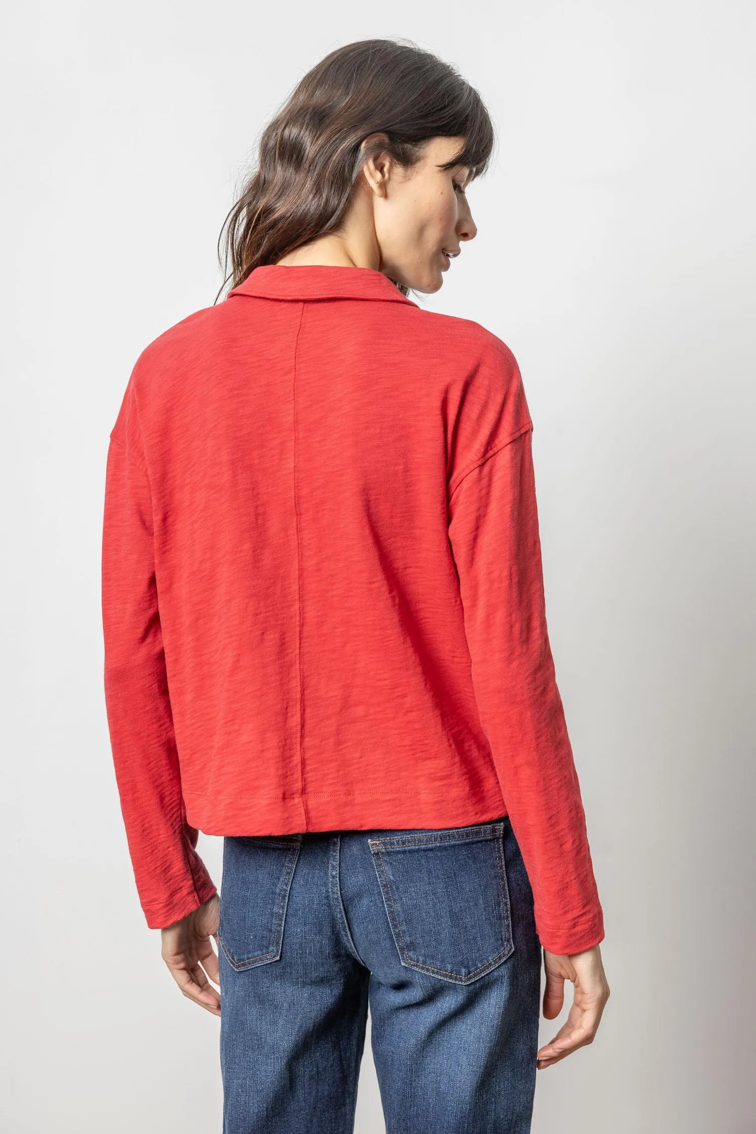 Long Sleeve Drop Shoulder Polo sold by Lilla P product image thumbnail 4