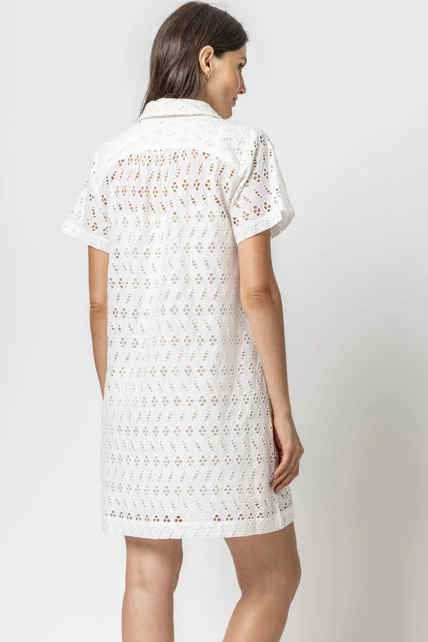 Eyelet Short Sleeve Shirt Dress sold by Lilla P product image thumbnail 2