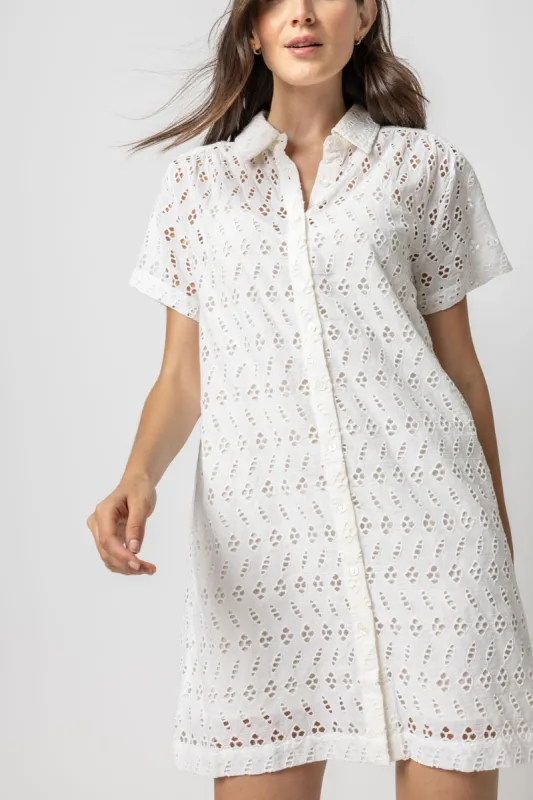 Eyelet Short Sleeve Shirt Dress sold by Lilla P