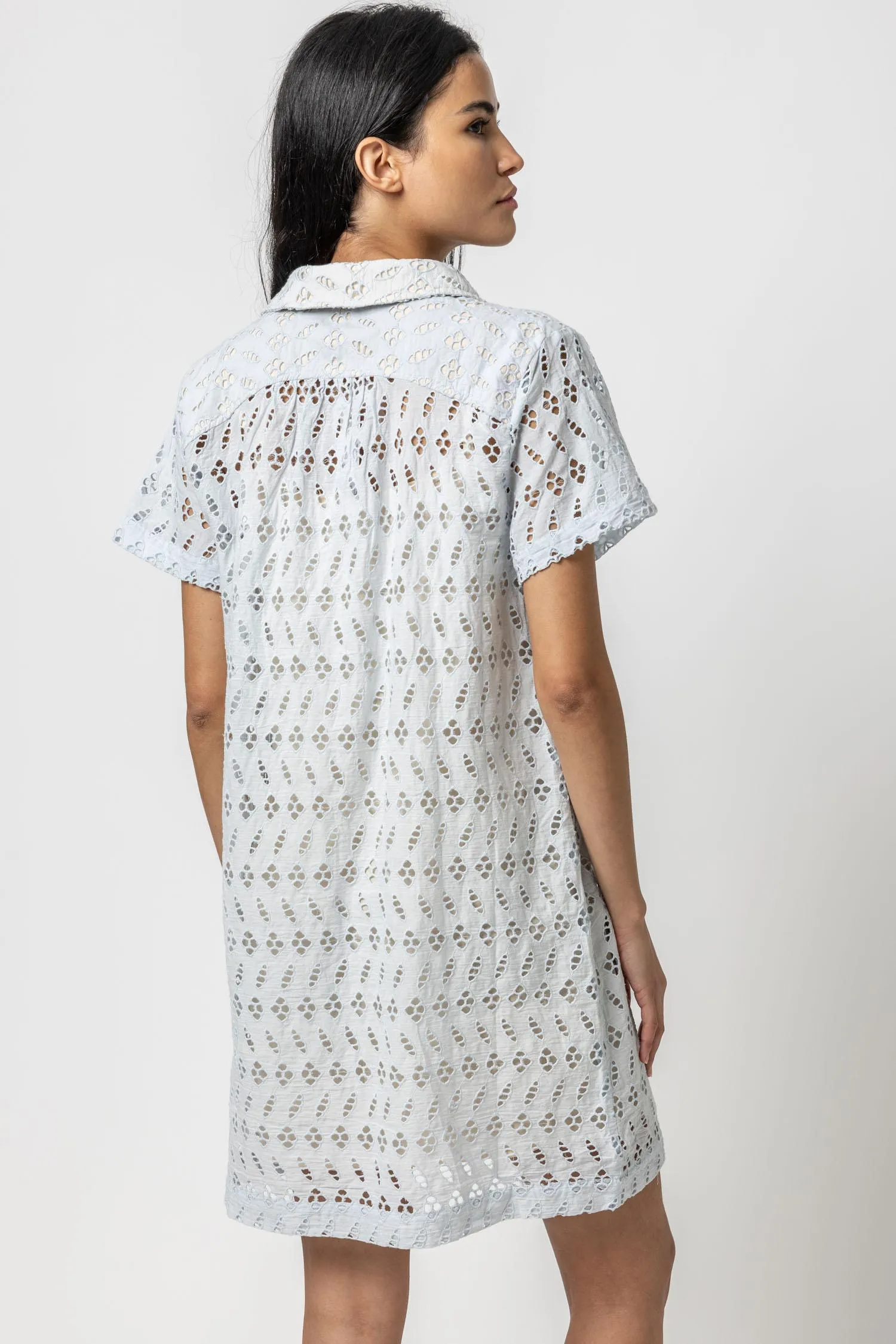 Eyelet Short Sleeve Shirt Dress sold by Lilla P product image thumbnail 5