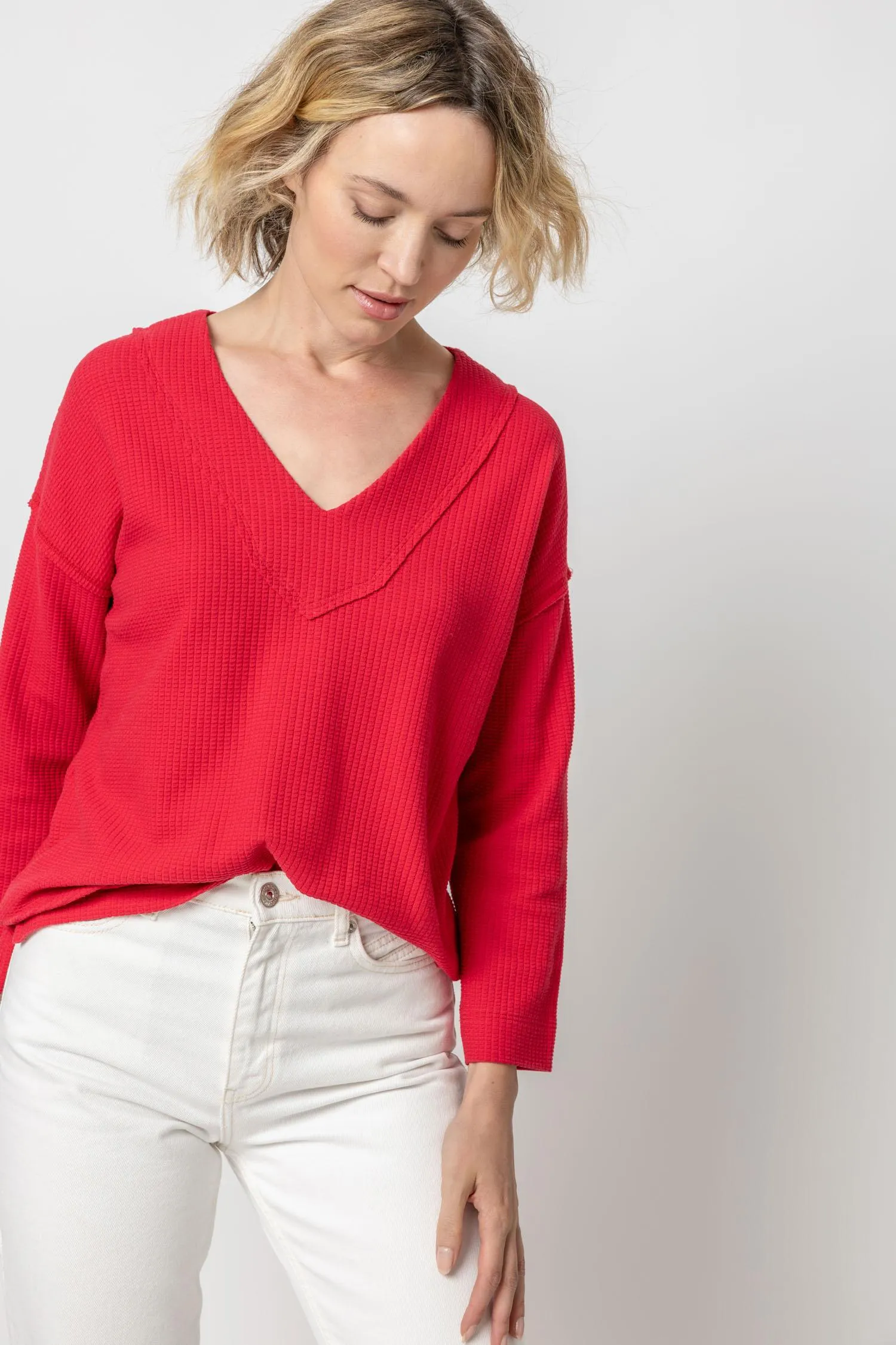 Easy Dropped Shoulder V-Neck sold by Lilla P product image thumbnail 3