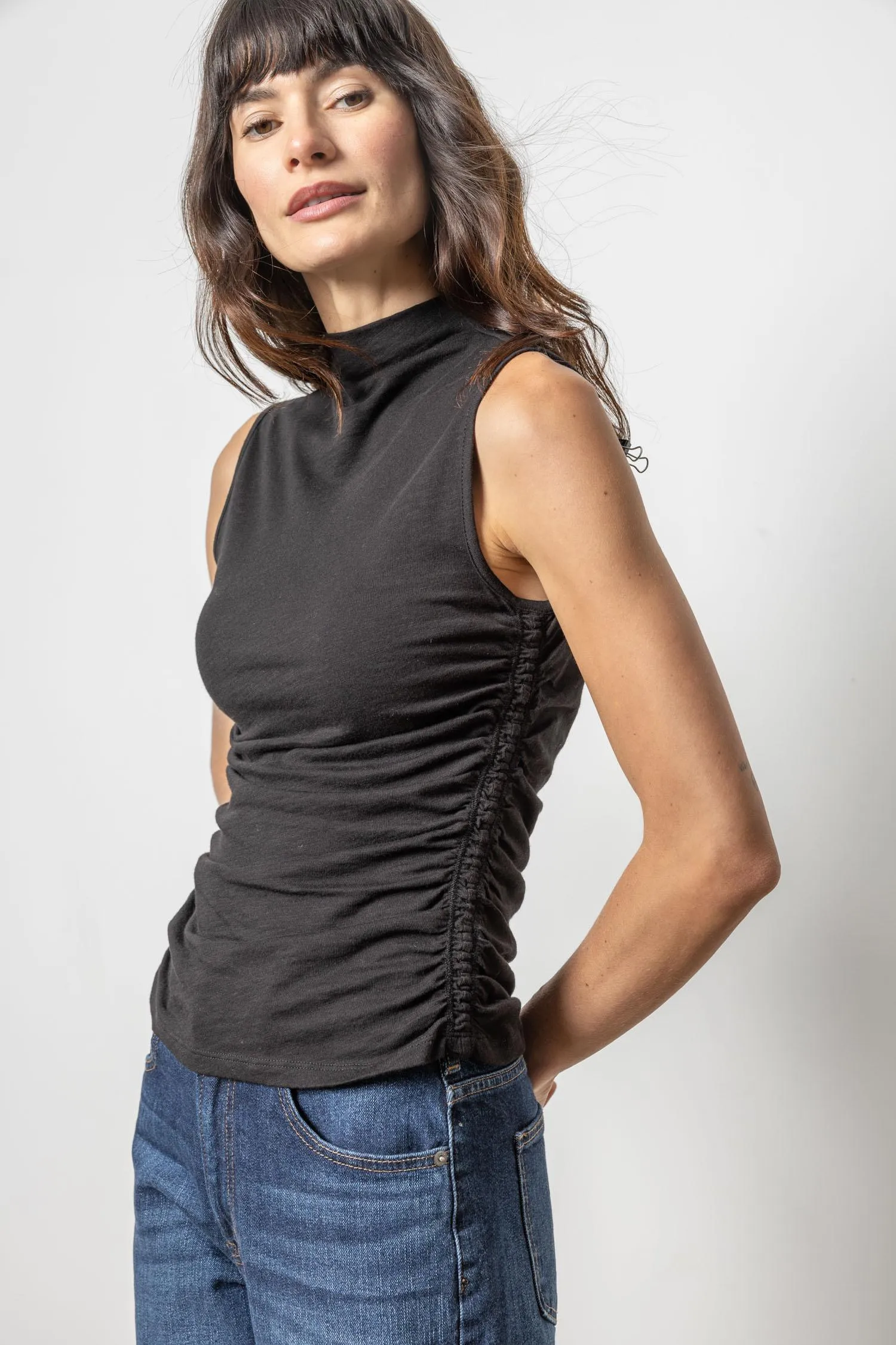 Shirred Mock Neck Tank sold by Lilla P product image thumbnail 3