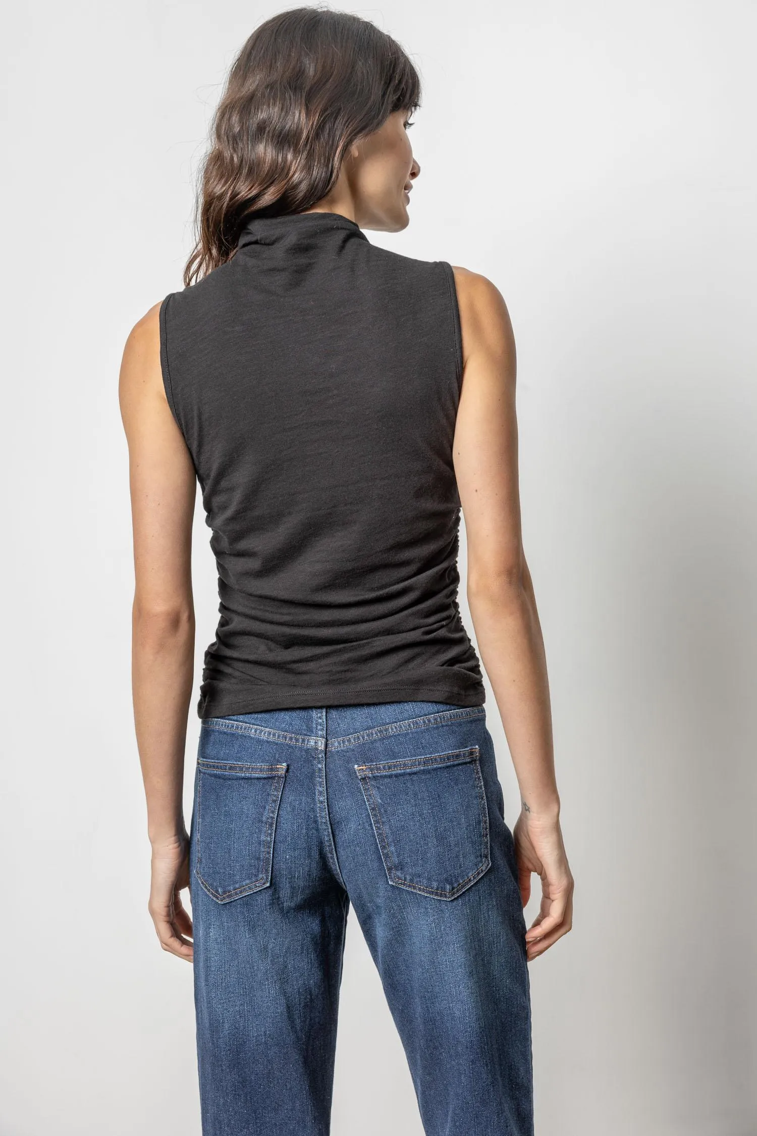 Shirred Mock Neck Tank sold by Lilla P product image thumbnail 4
