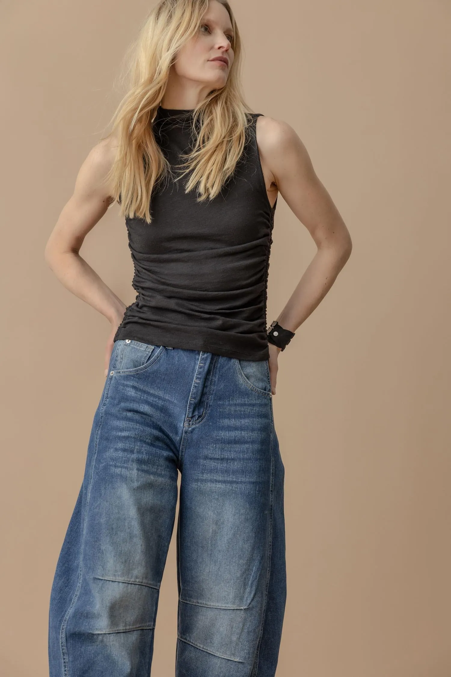 Shirred Mock Neck Tank sold by Lilla P