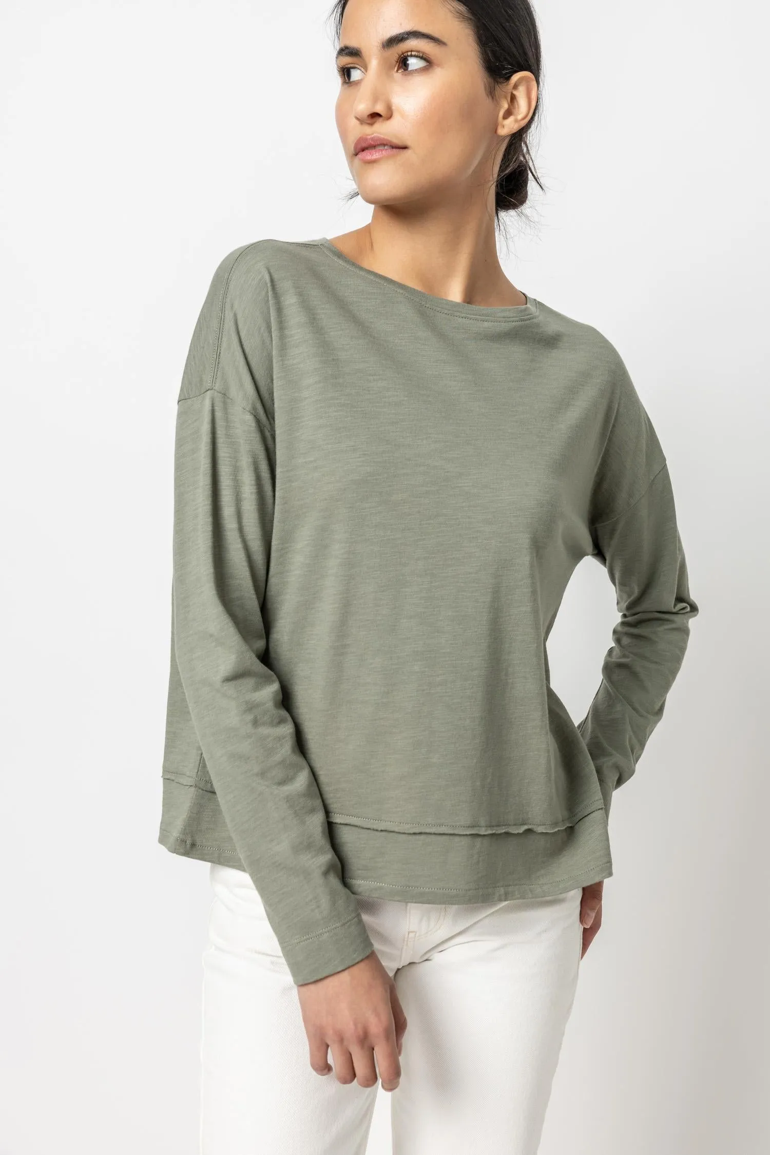 Wide Hem Drop Shoulder Boatneck sold by Lilla P