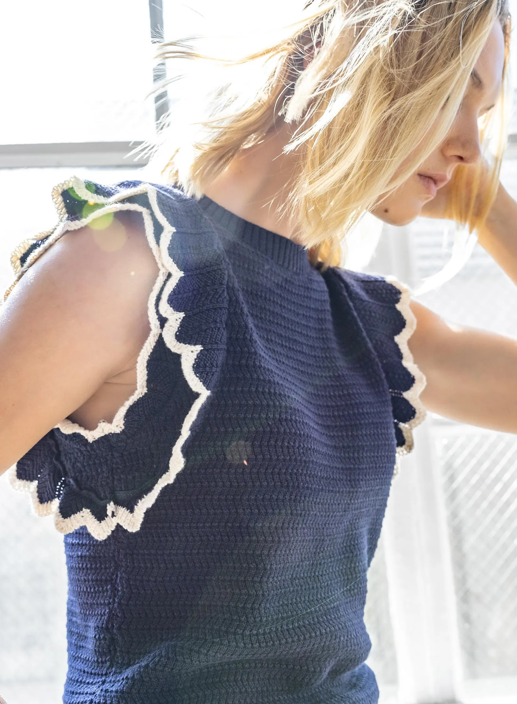 Tipped Sleeve Crewneck Sweater sold by Lilla P product image thumbnail 4