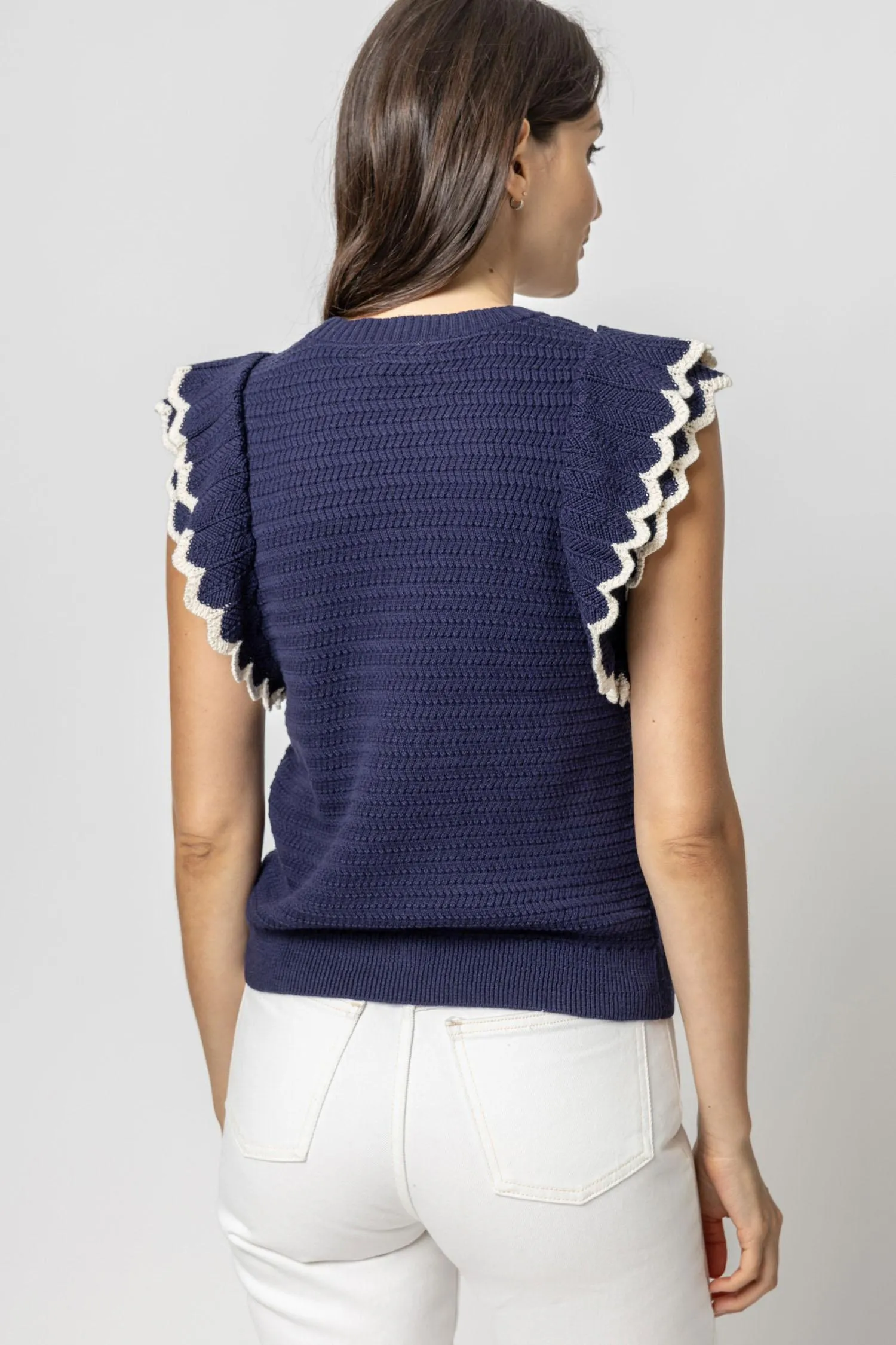 Tipped Sleeve Crewneck Sweater sold by Lilla P product image thumbnail 3