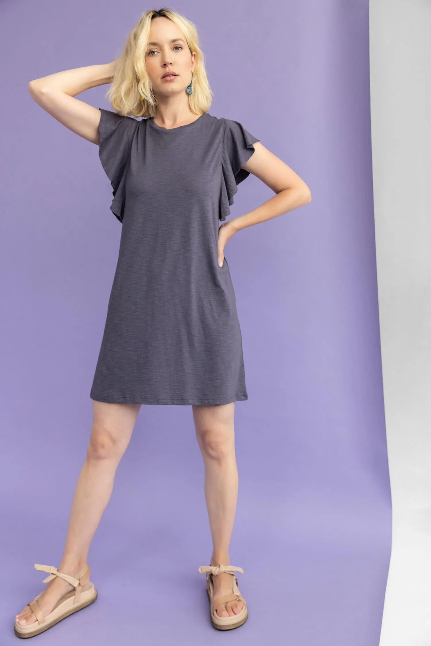 Flutter Sleeve Shift Dress sold by Lilla P product image thumbnail 4