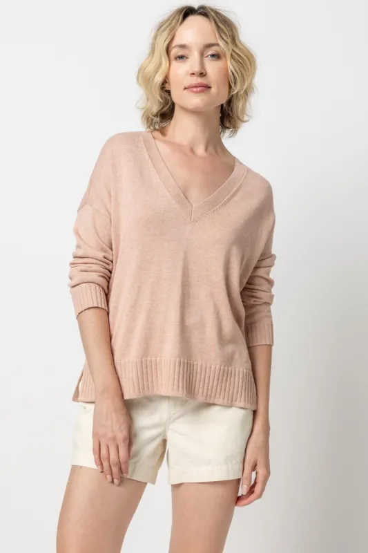 Easy Back Seam V-Neck Sweater sold by Lilla P
