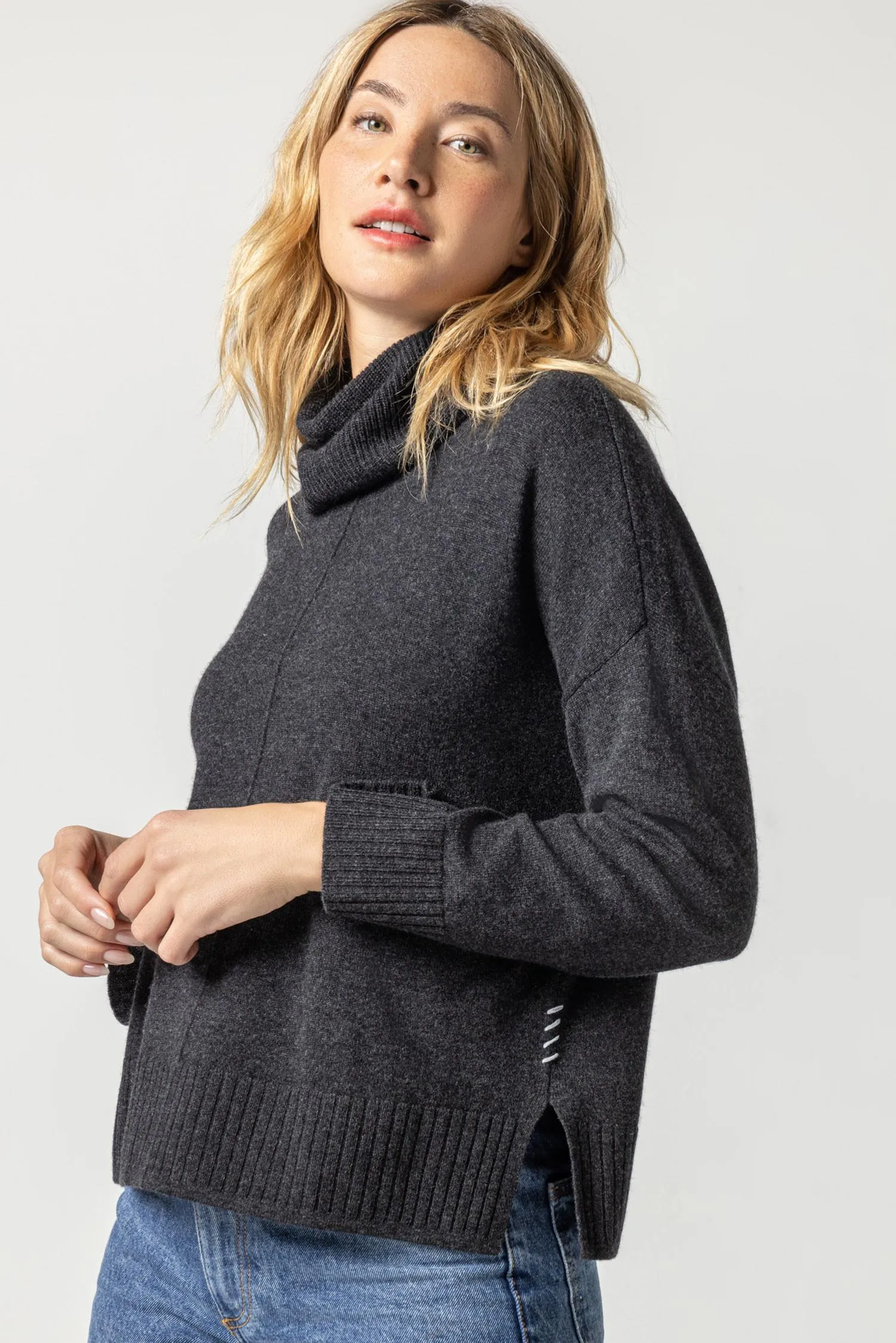 Side Slit Turtleneck Sweater sold by Lilla P