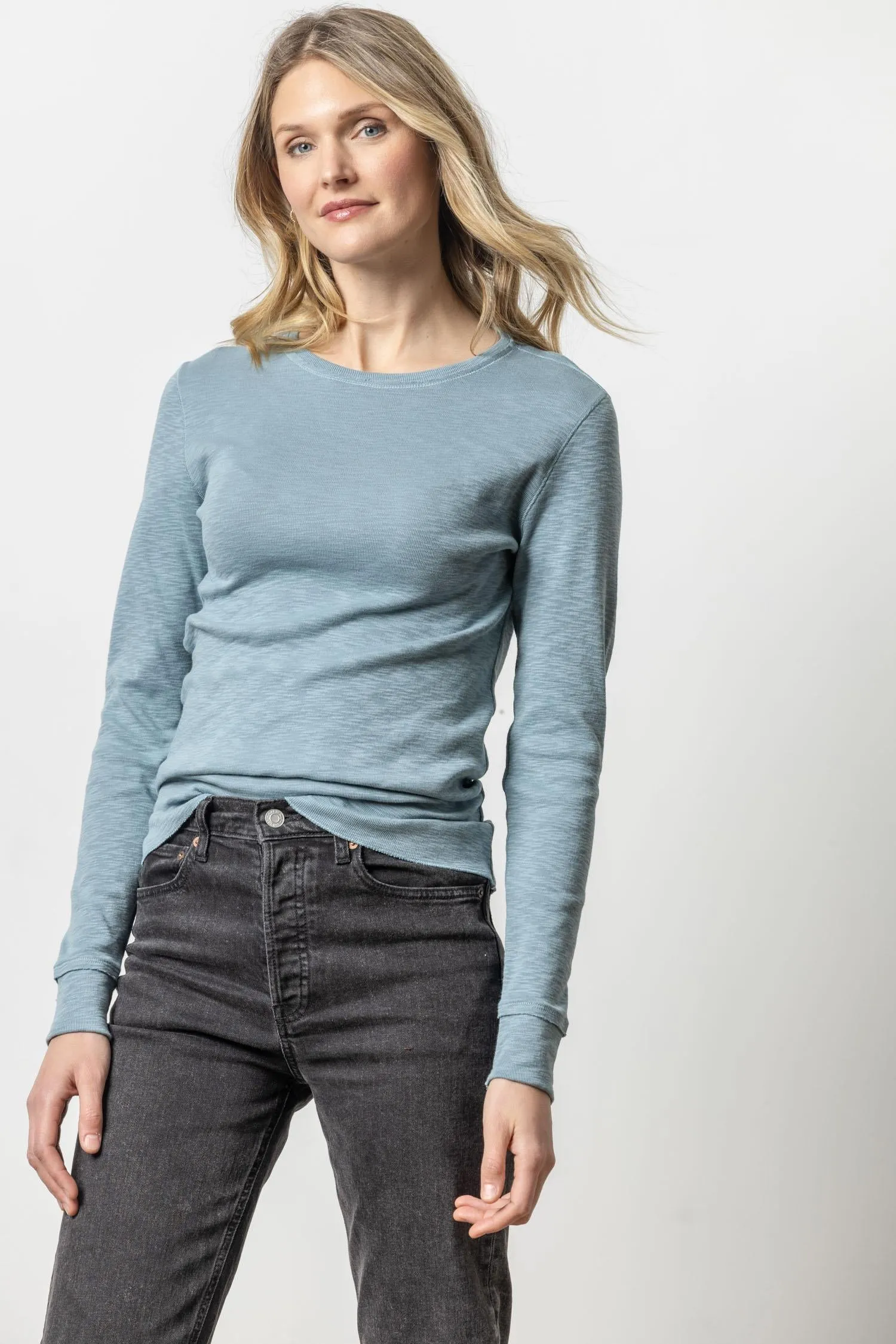 Long Sleeve Raw Edge Crew sold by Lilla P product image thumbnail 4