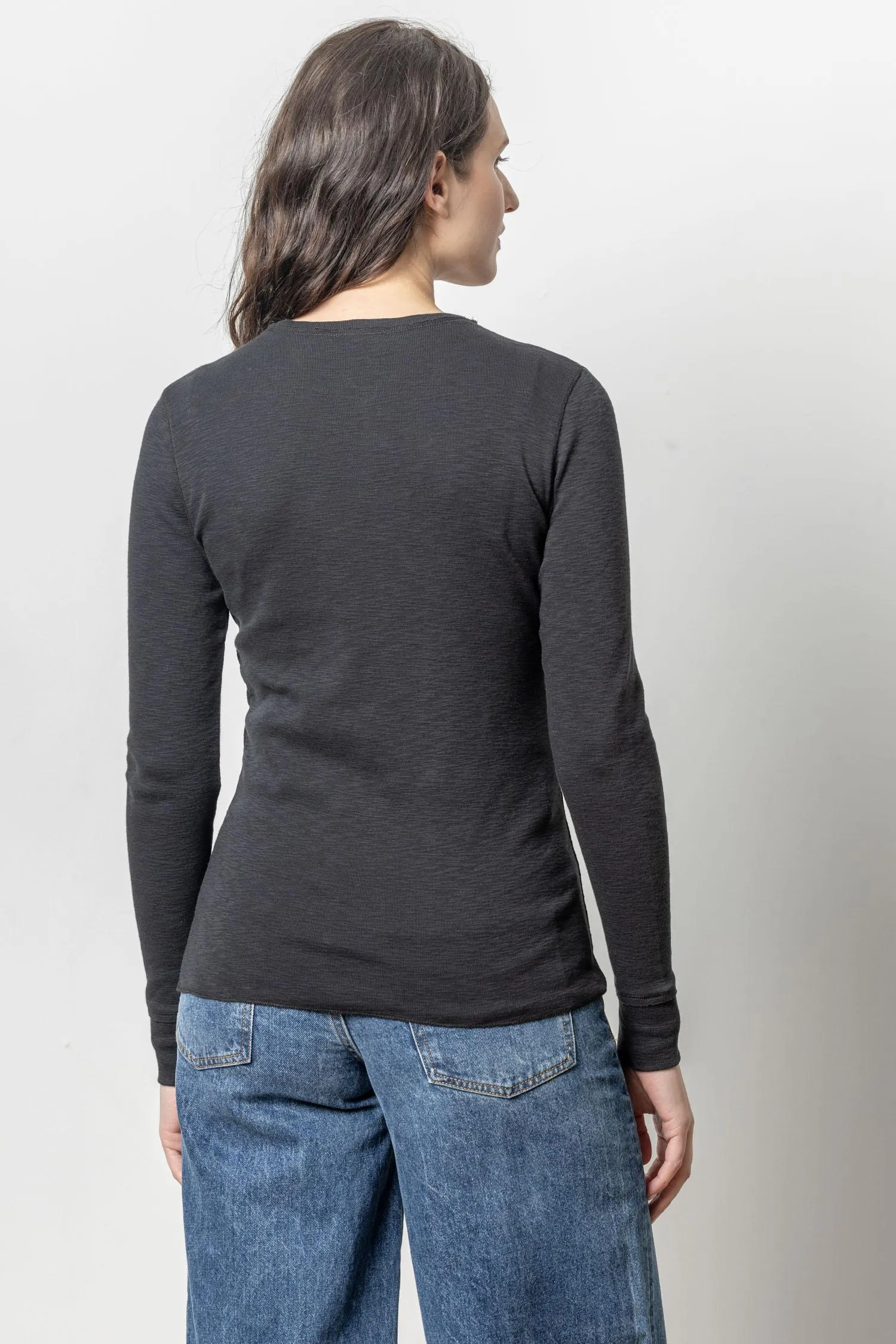 Long Sleeve Raw Edge Crew sold by Lilla P product image thumbnail 3
