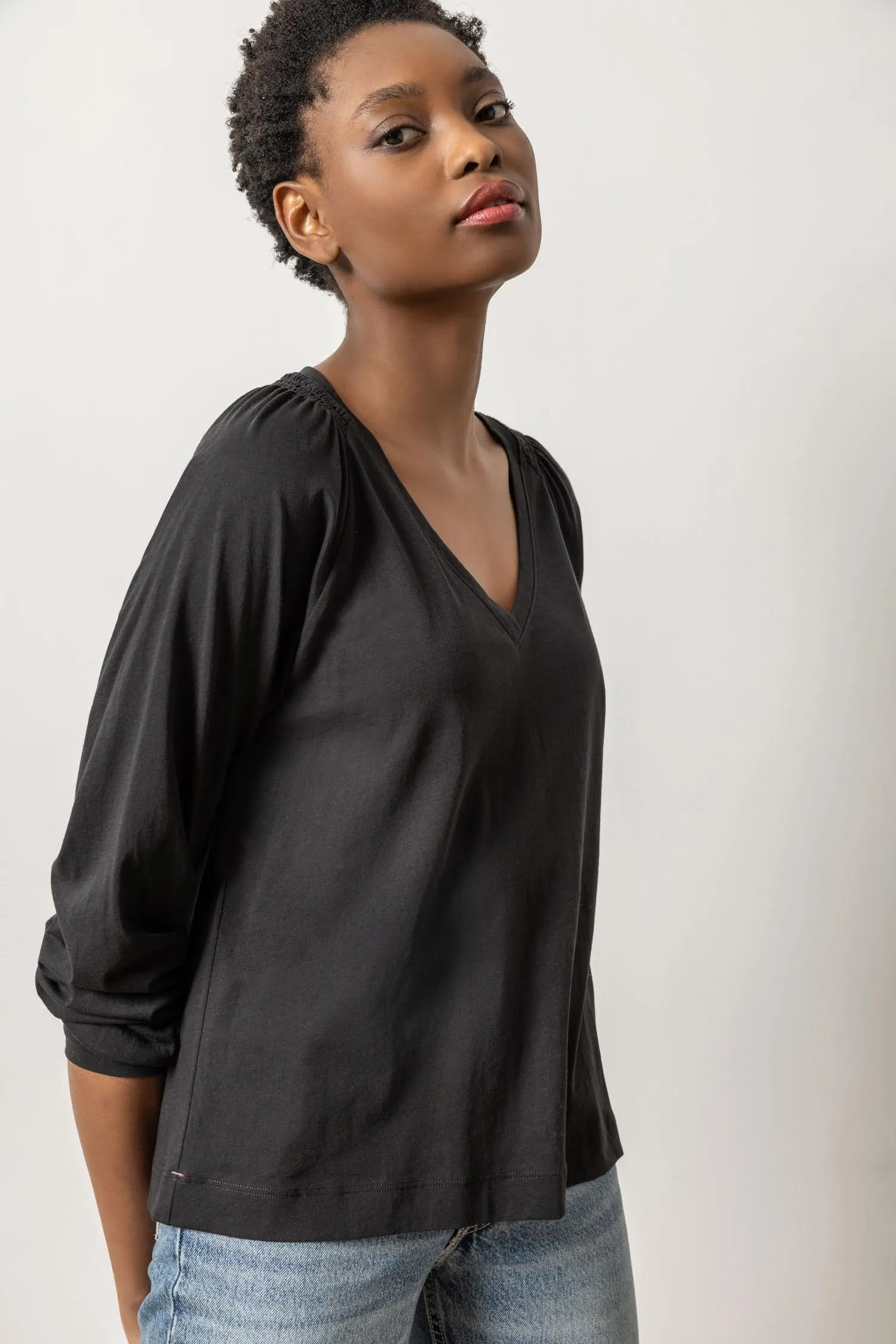 Full Sleeve Smocked V-Neck sold by Lilla P product image thumbnail 5