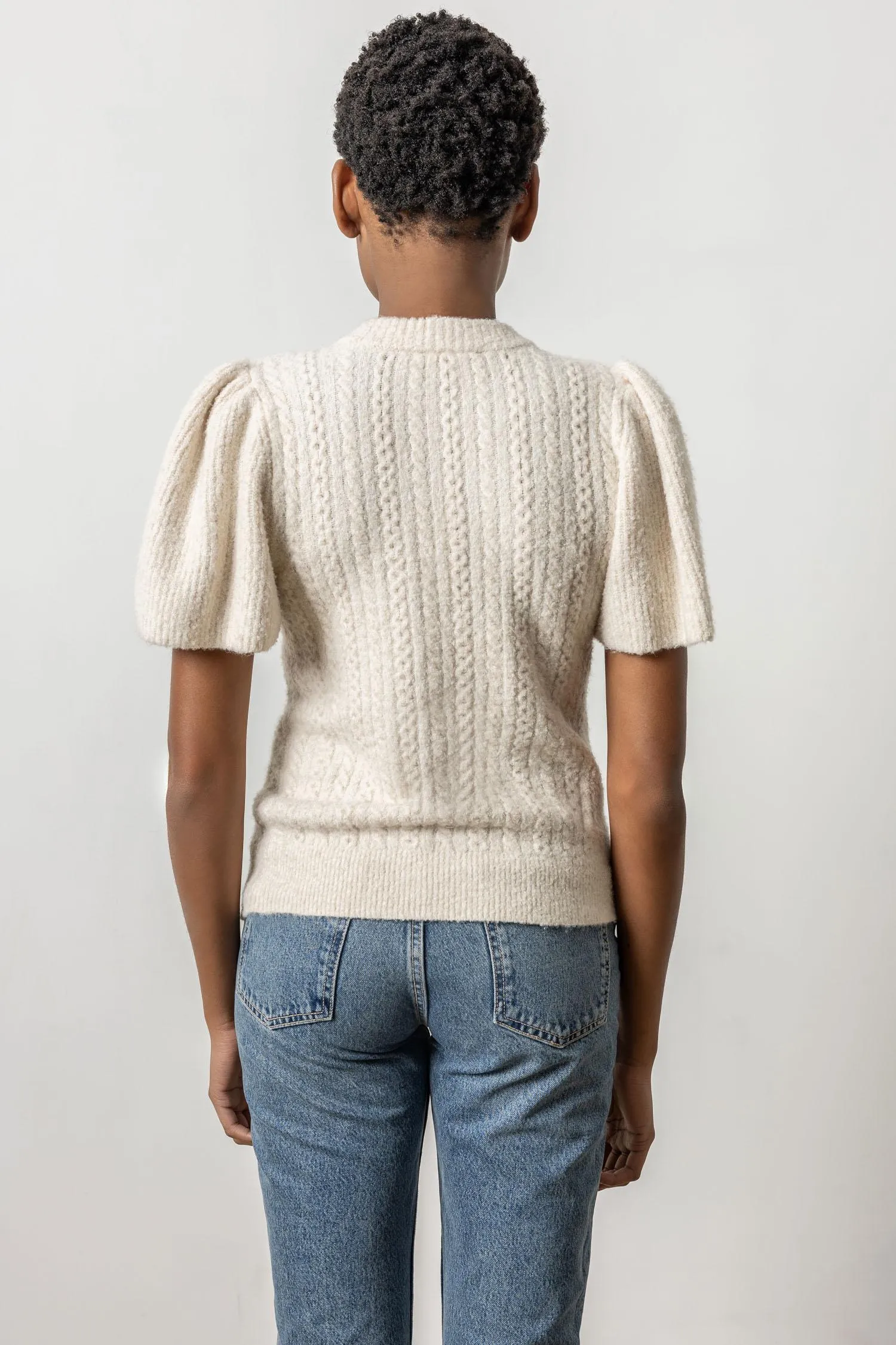 Crew Neck Flutter Sleeve Sweater sold by Lilla P product image thumbnail 5